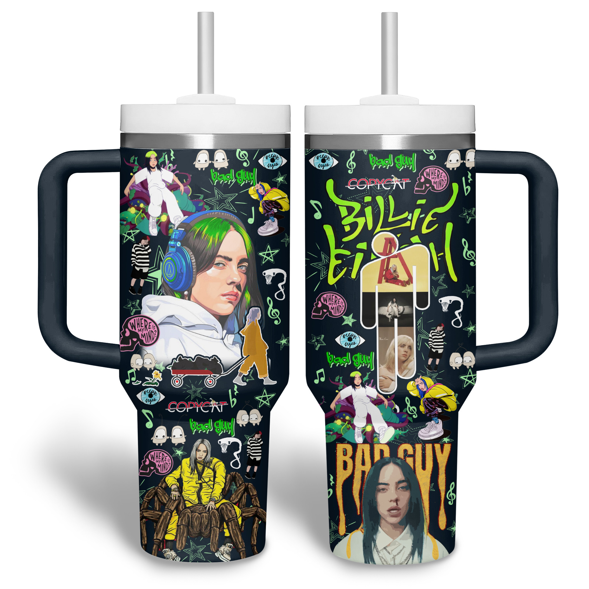 Billie Eilish Music Custom Stanley Cup 40 oz 30 oz Tumbler With Handle