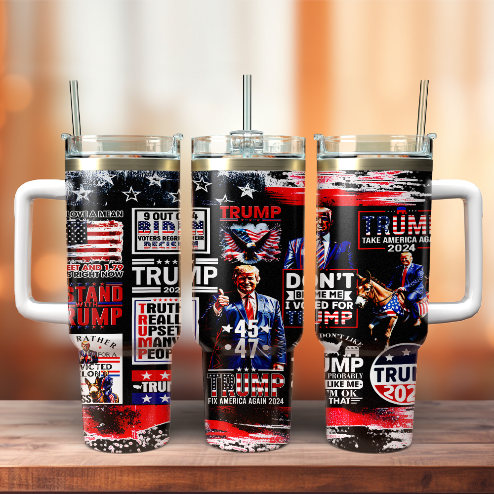 Stand With Trump Custom Stanley Cup 40 oz 30 oz Tumbler With Handle