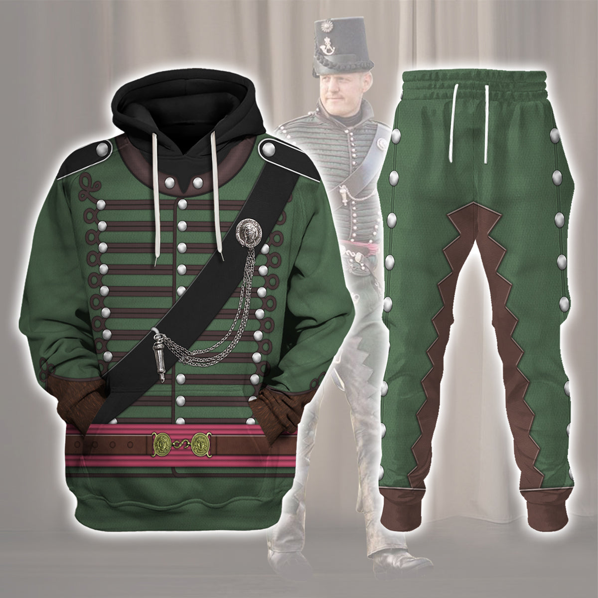 95th Rifles Uniform British Army Captain All Over Print Hoodie Sweatshirt T-Shirt Tracksuit - Stormmerch Exclusive