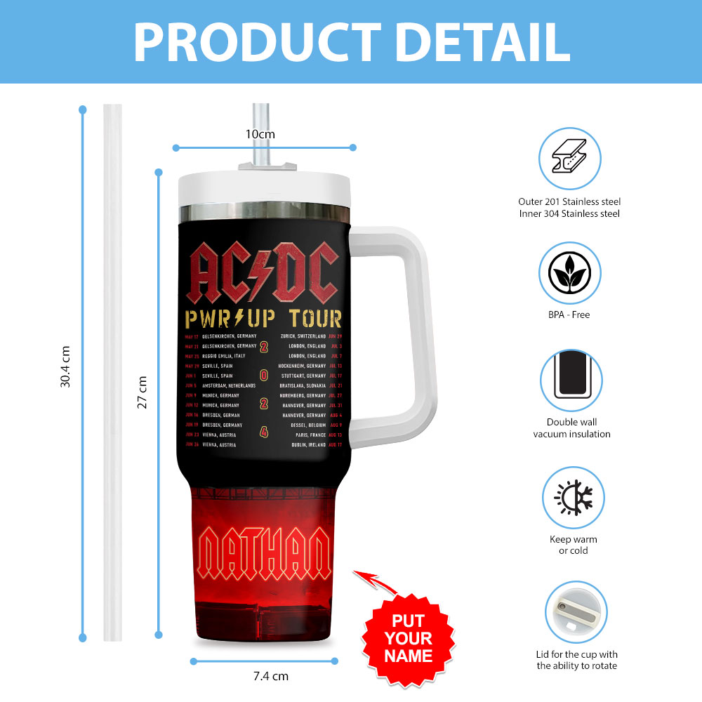 AC/DC Music Custom Stanley Cup 40 oz 30 oz Tumbler With Handle