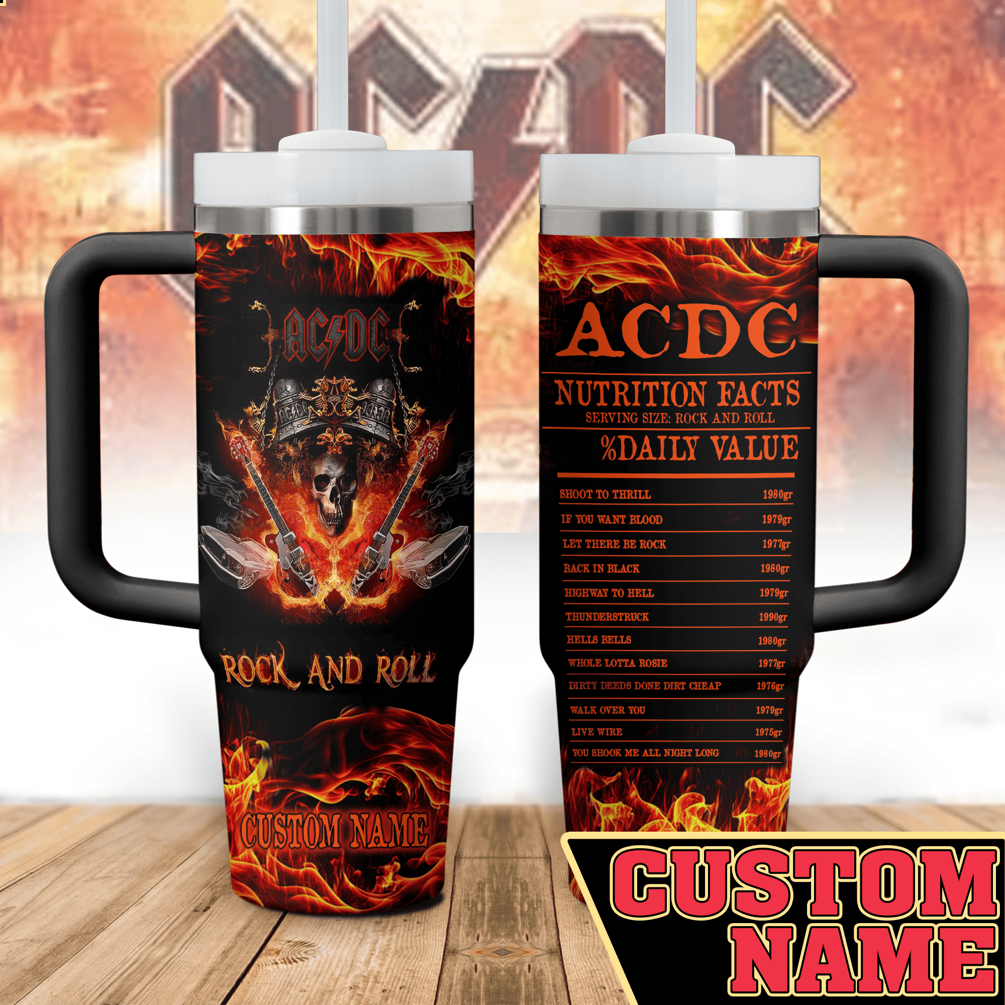 AC/DC Music Custom Stanley Cup 40 oz 30 oz Tumbler With Handle