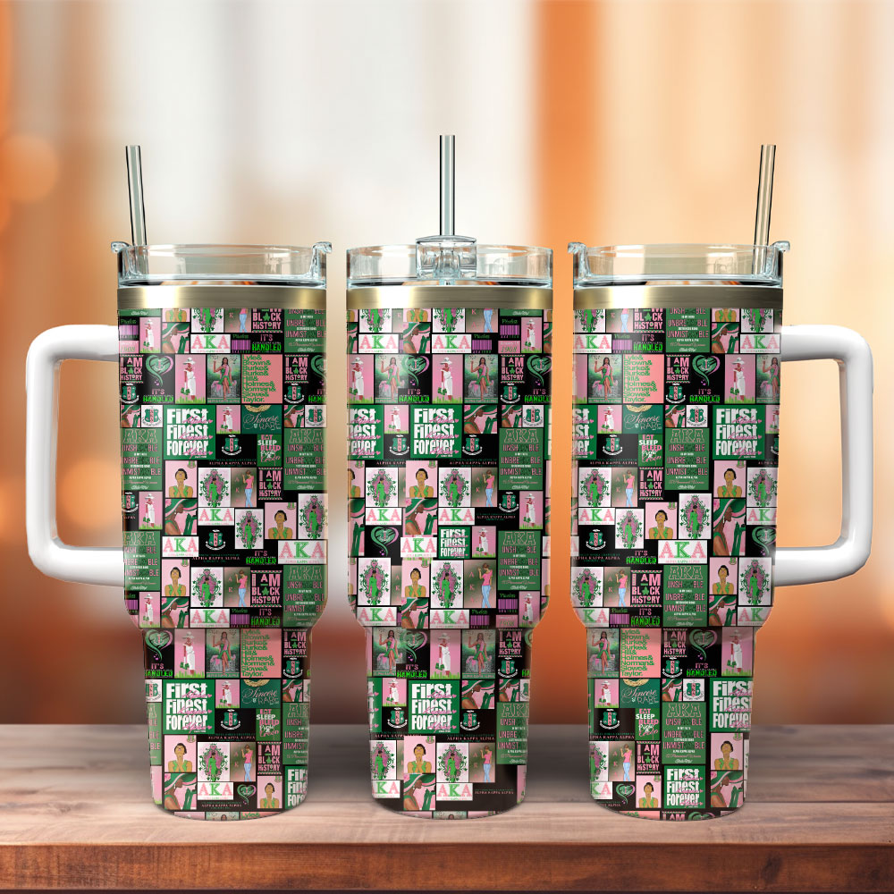 AKA First and Finest Custom Stanley Cup 40 oz 30 oz Tumbler With Handle