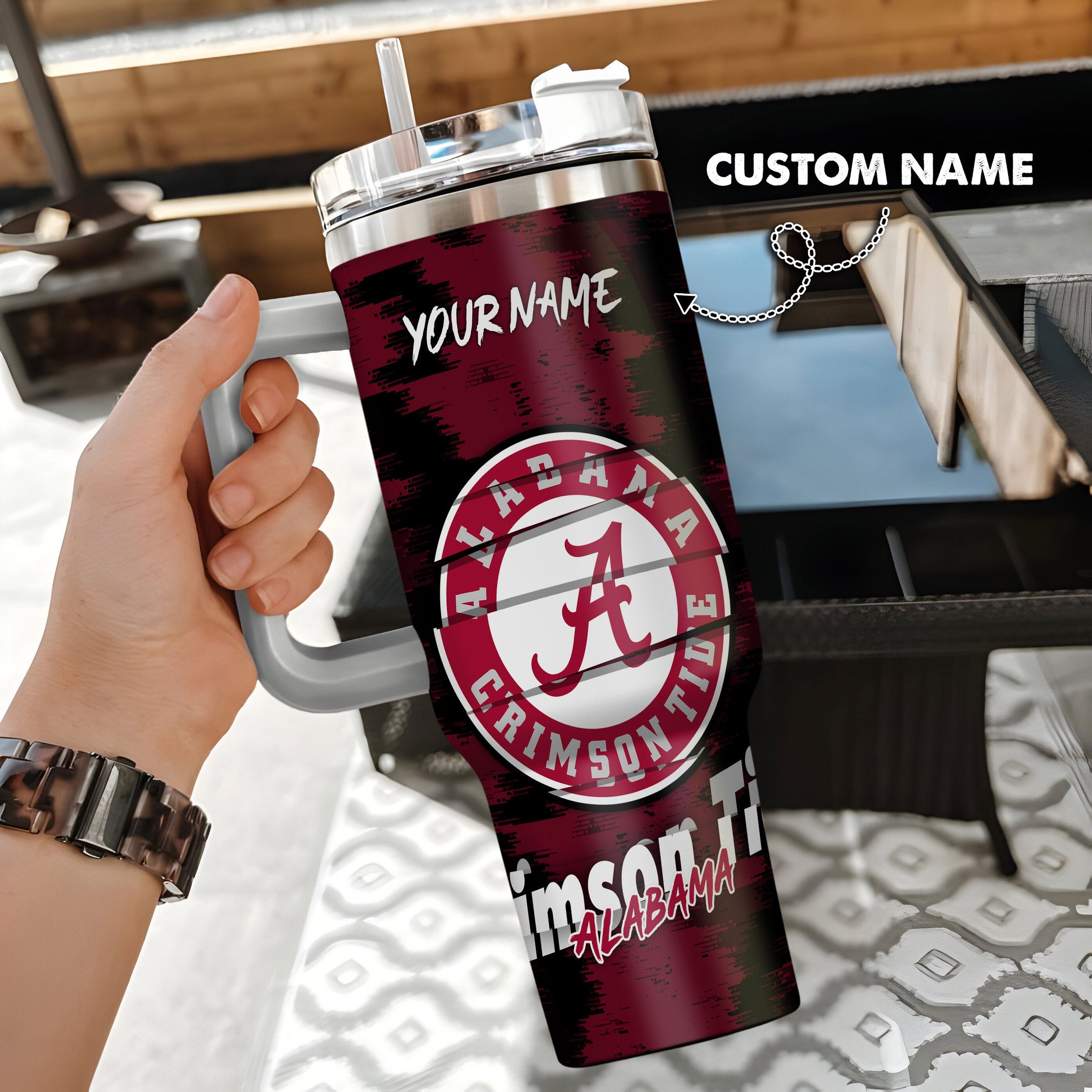 Alabama Crimson Tide NCAA Custom Stanley Cup 40 oz 30 oz Tumbler With Handle