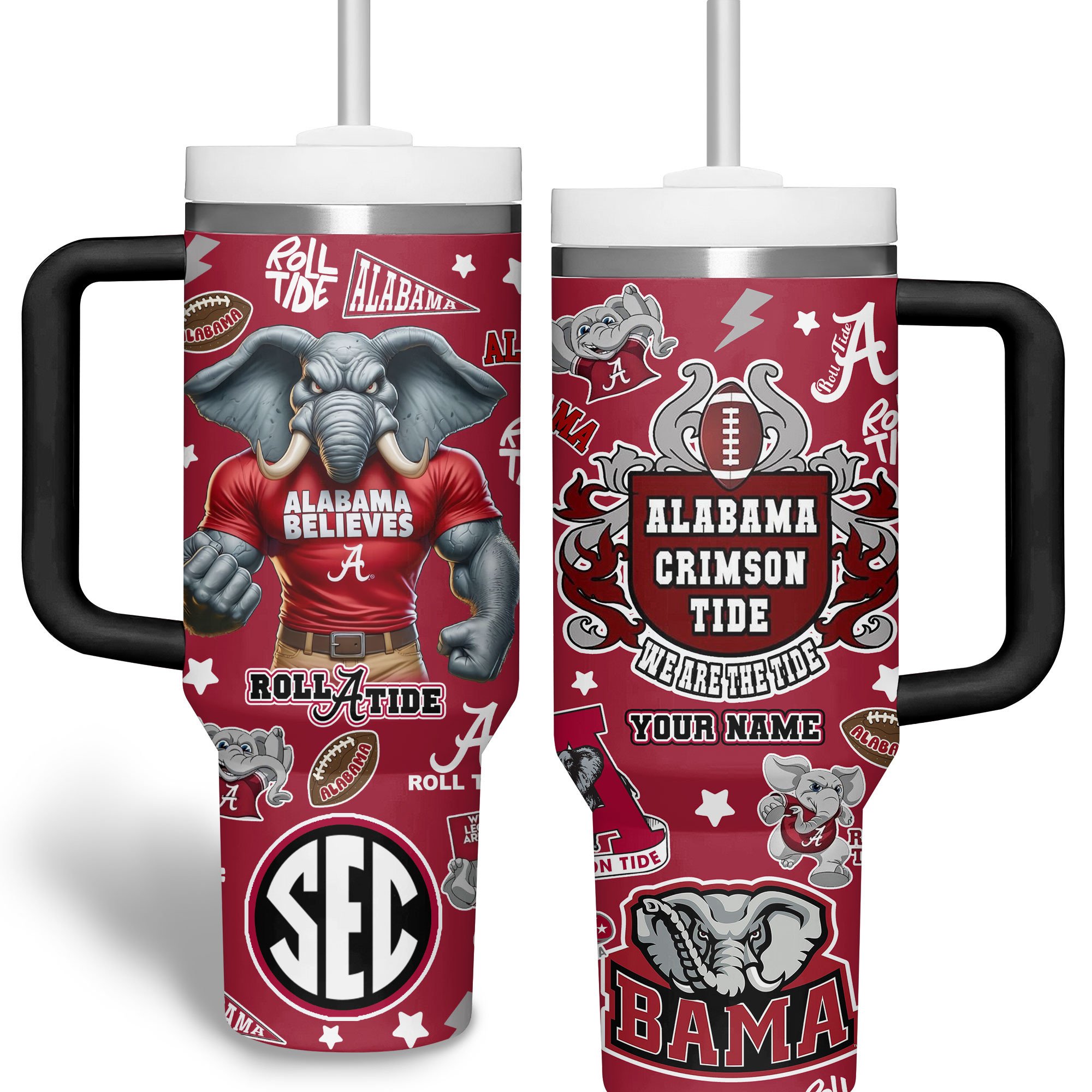 Alabama Crimson Tide NCAA Custom Stanley Cup 40 oz 30 oz Tumbler With Handle