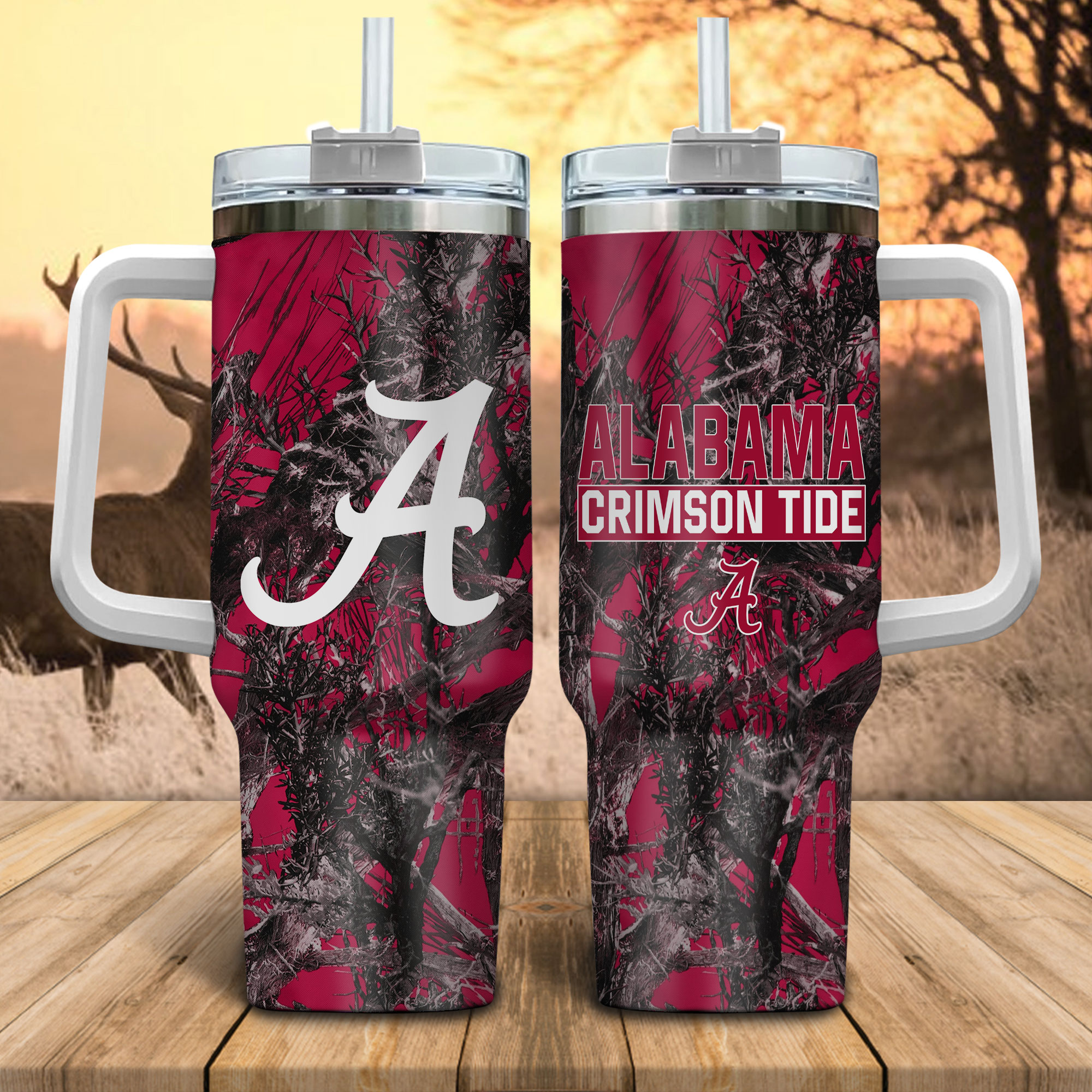 Alabama Crimson Tide NCAA Hunting Custom Stanley Cup 40 oz 30 oz Tumbler With Handle