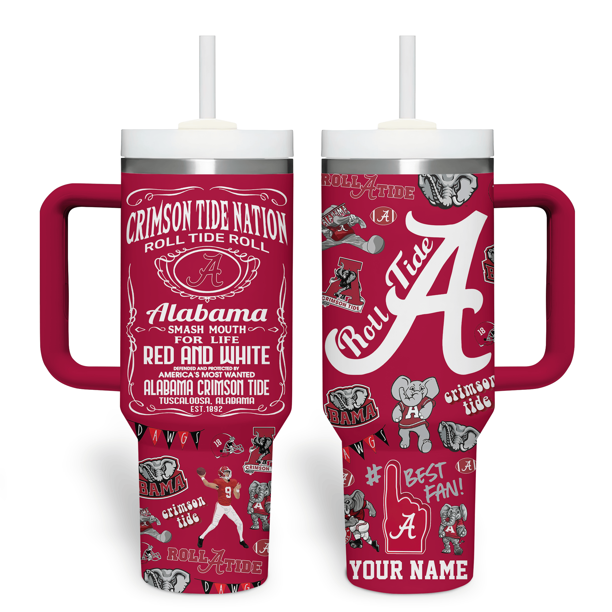 Alabama Crimson Tide NCAA Sports Custom Stanley Cup 40 oz 30 oz Tumbler With Handle