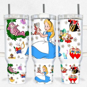 Alice In Wonderland Disney Cartoon Custom Stanley Cup 40 oz 30 oz Tumbler With Handle