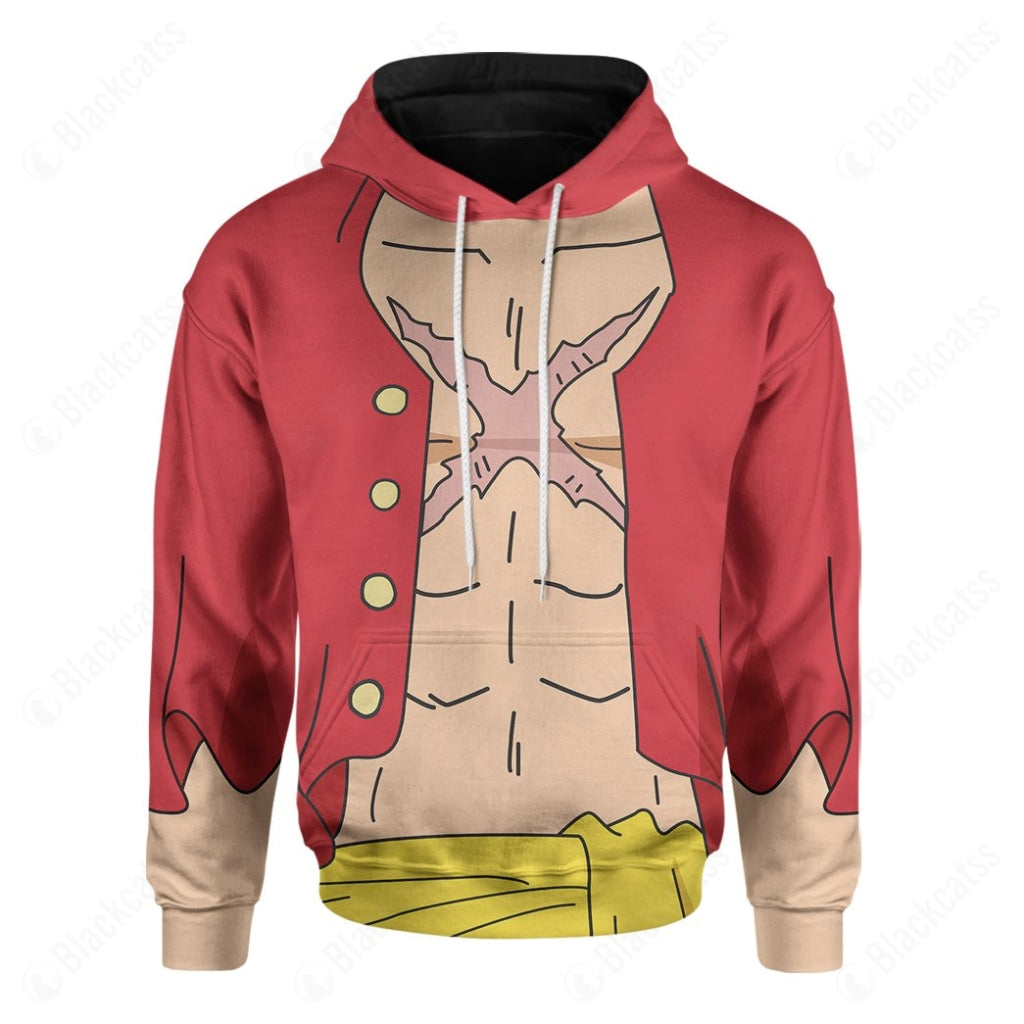 Anime One Piece Luffy Costume Hoodie Sweatshirt T-Shirt Sweatpants Tracksuit - Stormmerch Exclusive