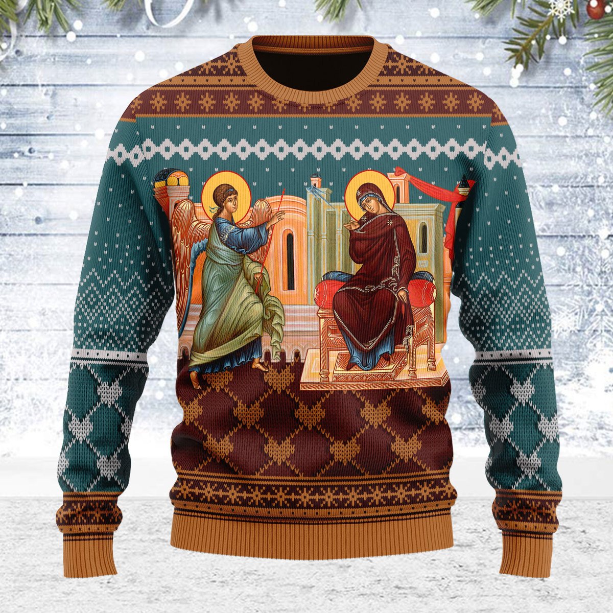 Annunciation of the Mother of God Ugly Christmas Sweater - Stormmerch Exclusive