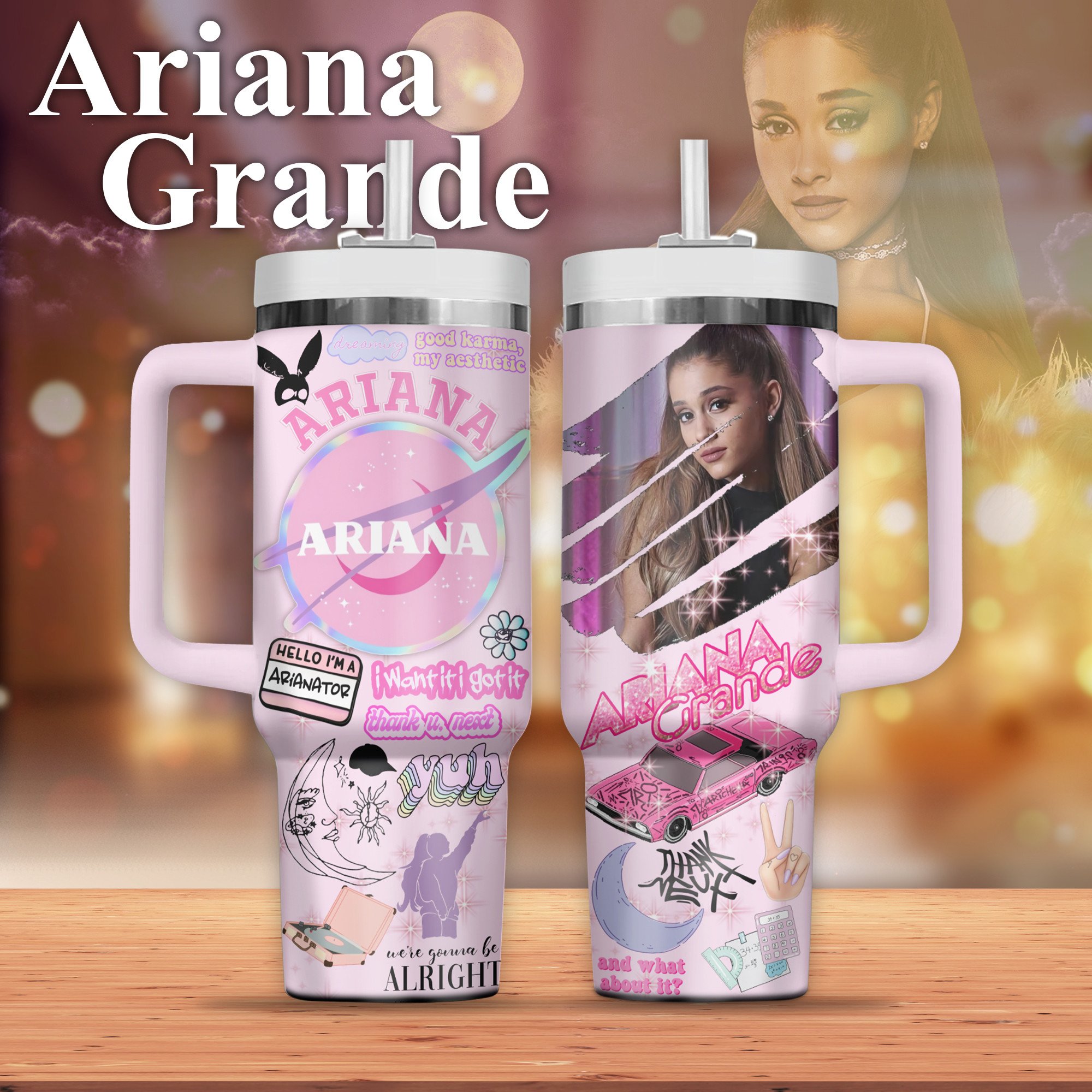 Ariana Grande Music Custom Stanley Cup 40 oz 30 oz Tumbler With Handle