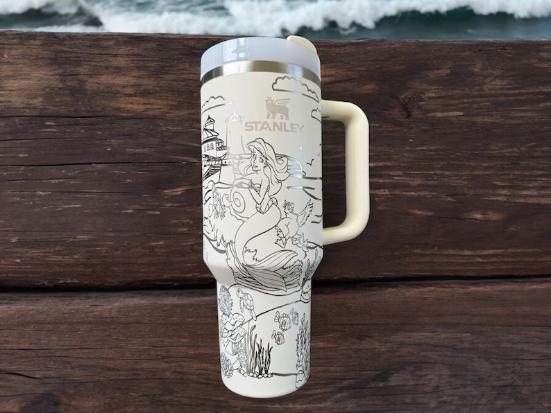 Ariel The Little Mermaid Disney Cartoon Custom Stanley Cup 40 oz 30 oz Tumbler With Handle