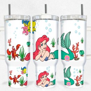 Ariel The Little Mermaid Disney Princess Cartoon Custom Stanley Cup 40 oz 30 oz Tumbler With Handle