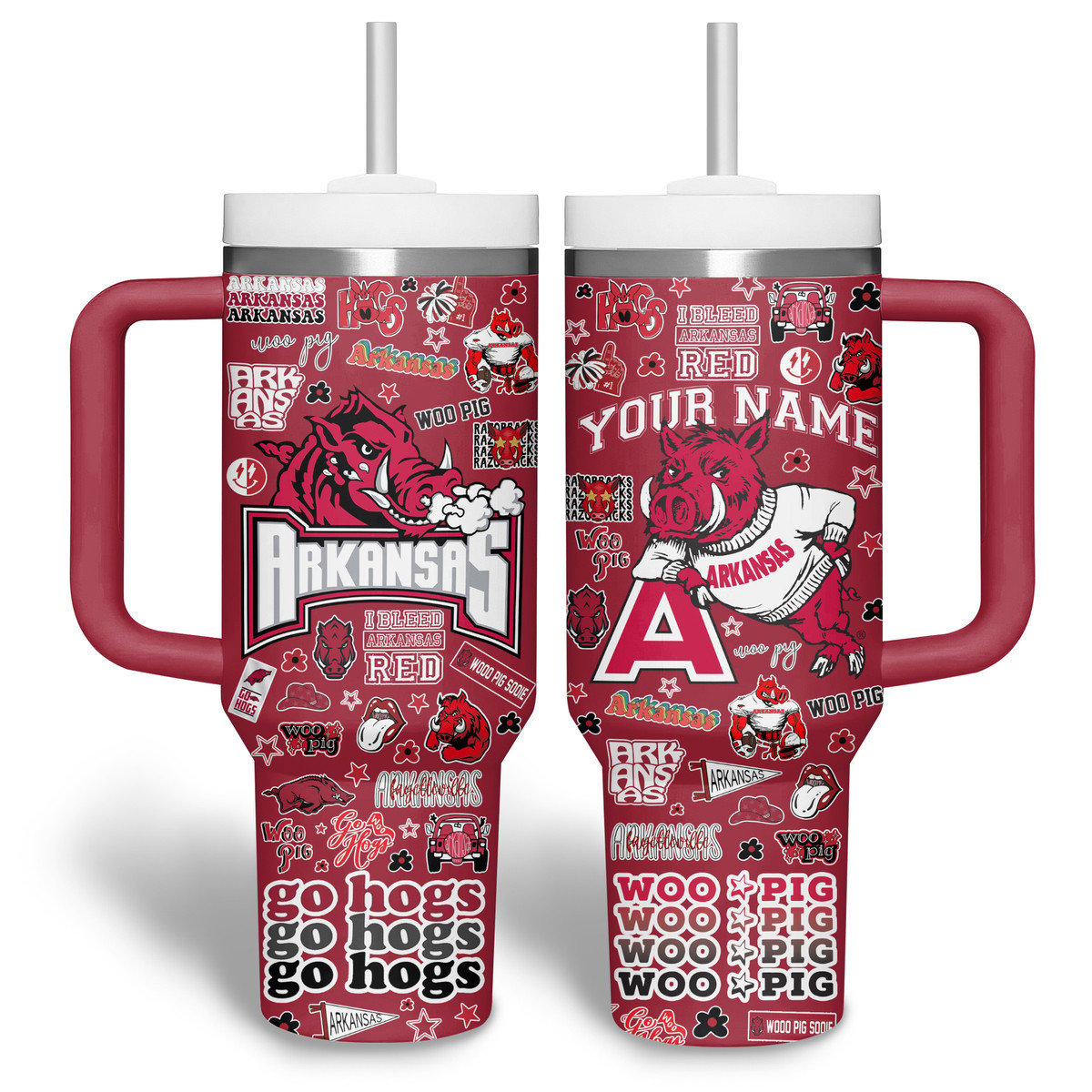 Arkansas Razorbacks NCAA Custom Stanley Cup 40 oz 30 oz Tumbler With Handle