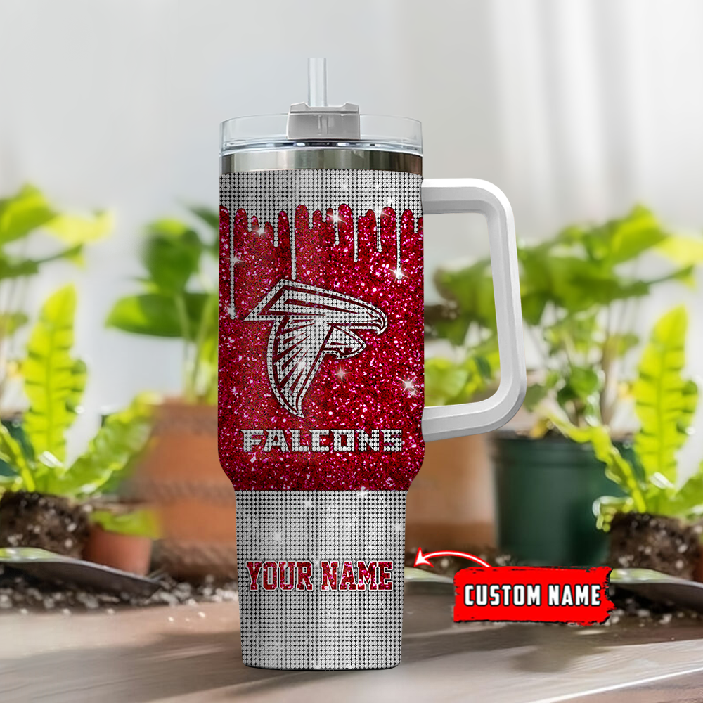 Atlanta Falcons NFL Glitter and Diamonds Bling Custom Stanley Cup 40 oz 30 oz Tumbler With Handle