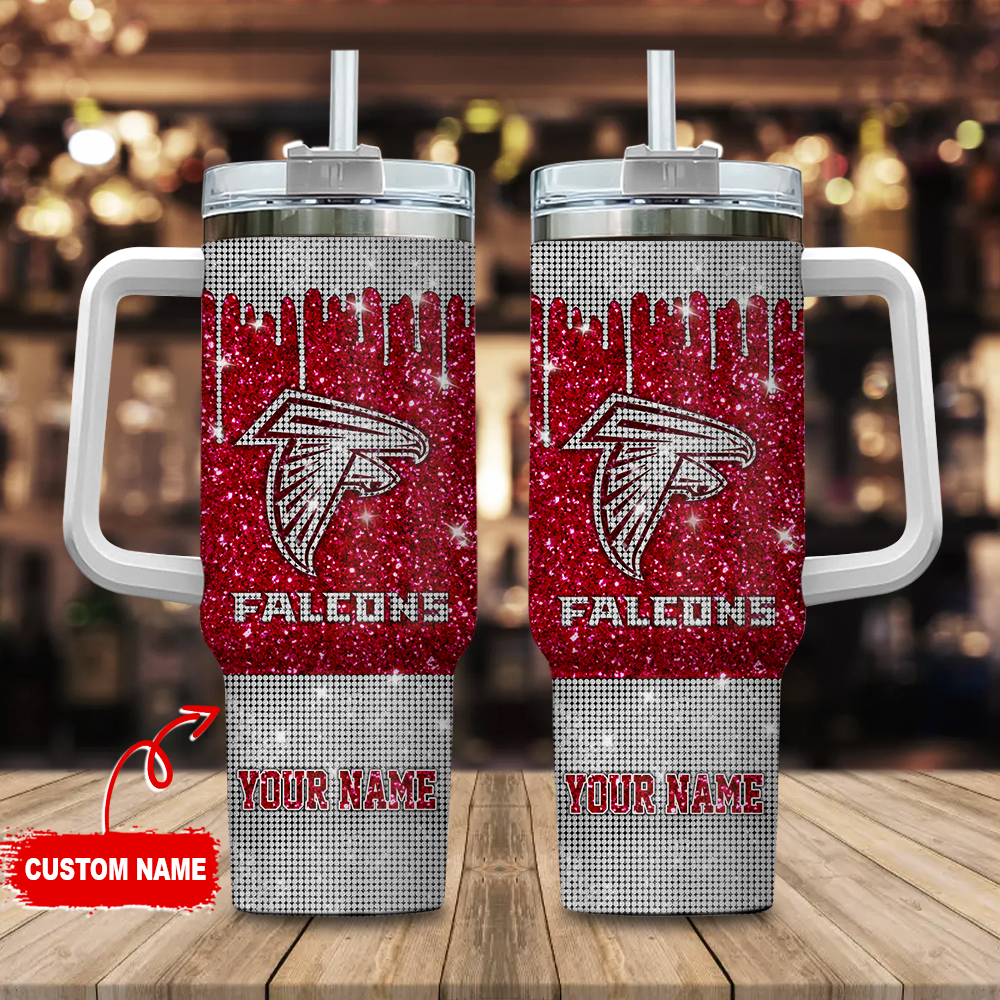 Atlanta Falcons NFL Glitter and Diamonds Bling Custom Stanley Cup 40 oz 30 oz Tumbler With Handle