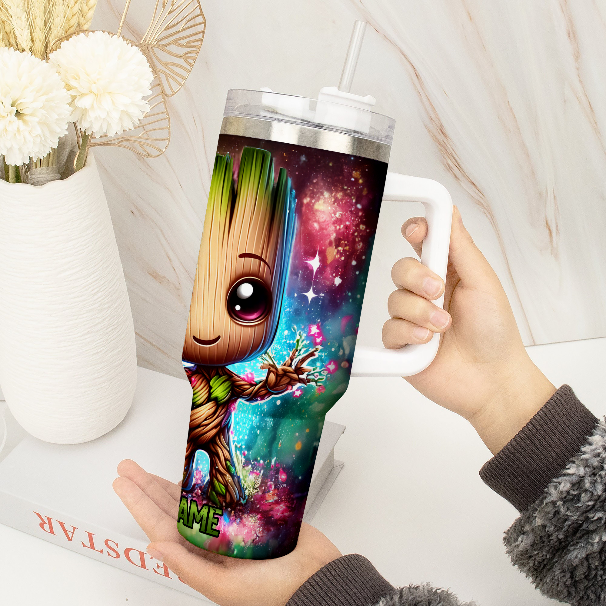 Baby Groot Cartoon Custom Stanley Cup 40 oz 30 oz Tumbler With Handle