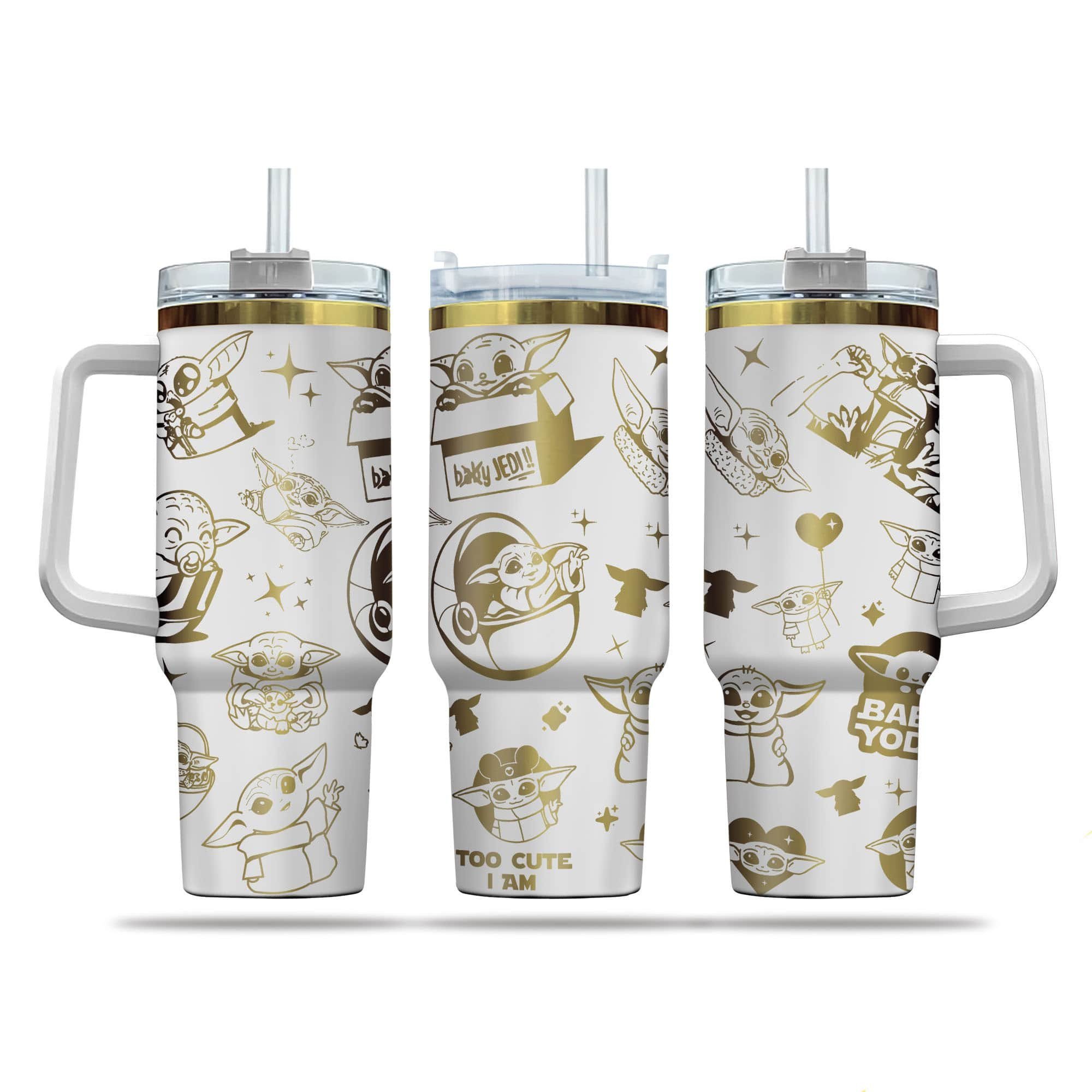 Baby Yoda Cartoon Custom Stanley Cup 40 oz 30 oz Tumbler With Handle
