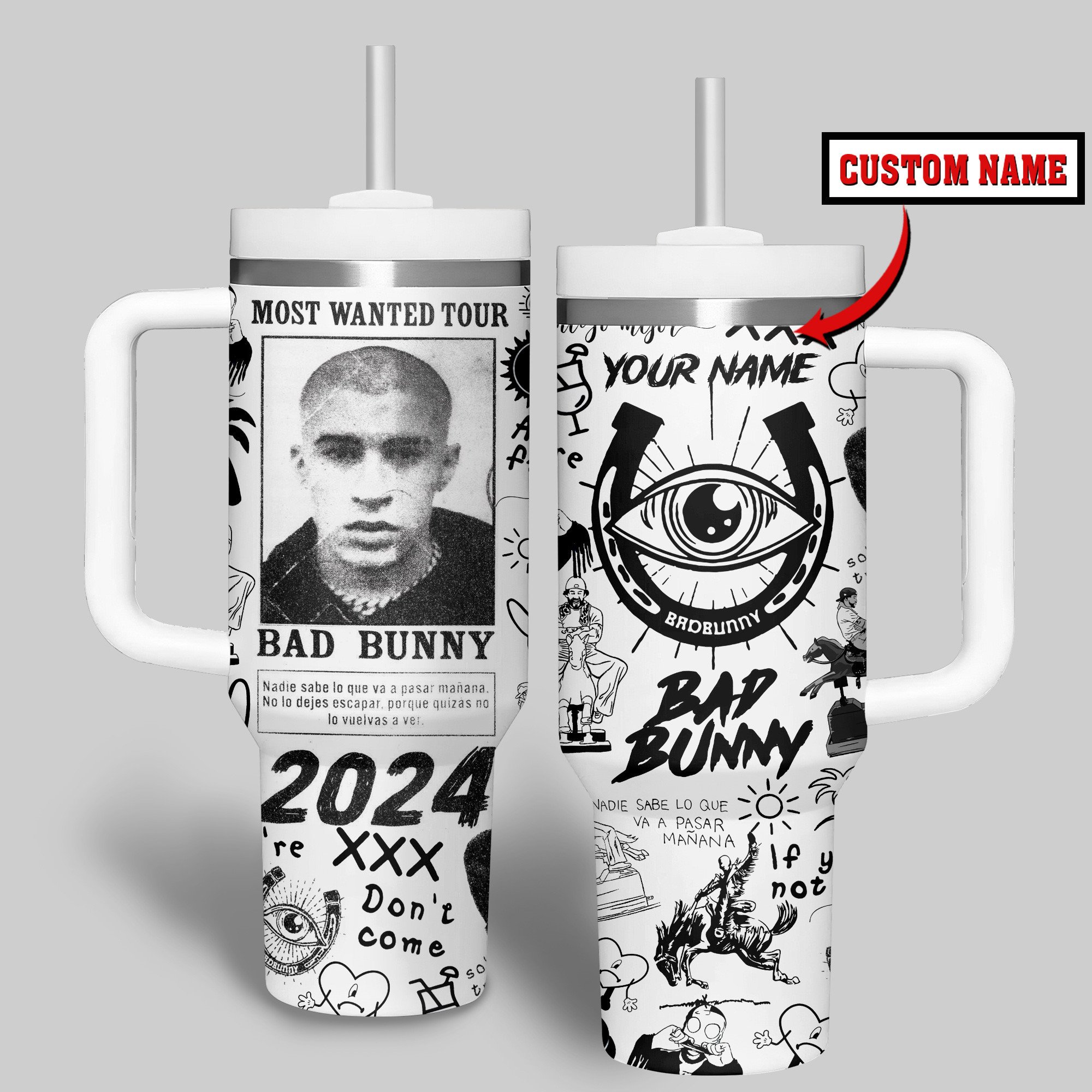 Bad Bunny Music Custom Stanley Cup 40 oz 30 oz Tumbler With Handle