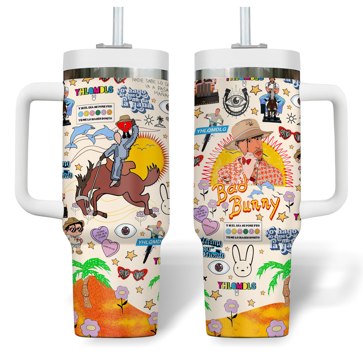 Bad Bunny Music Custom Stanley Cup 40 oz 30 oz Tumbler With Handle
