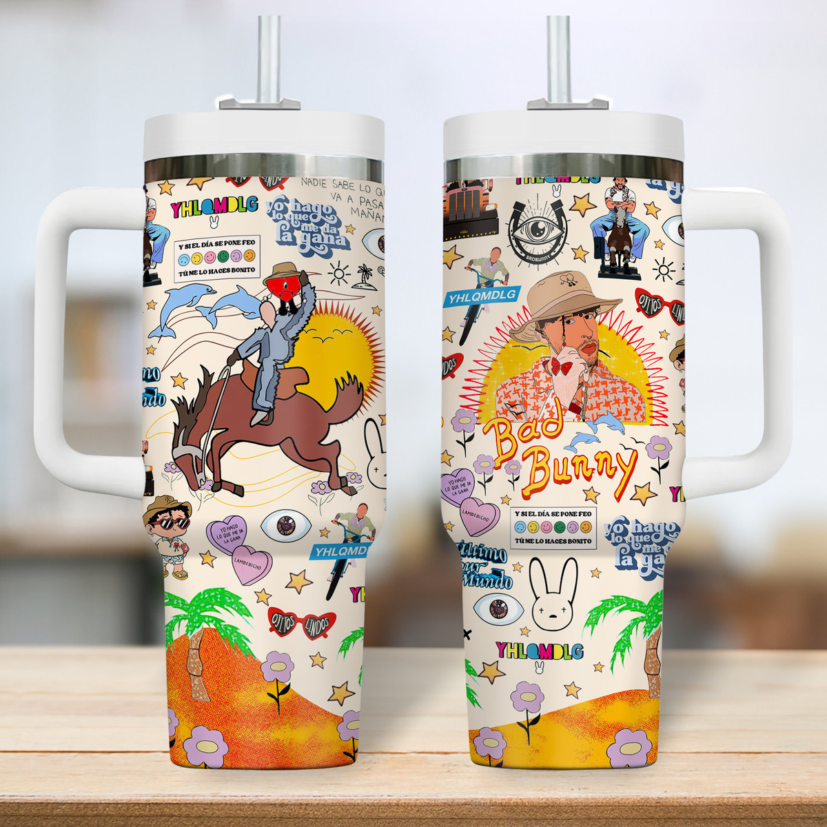Bad Bunny Music Custom Stanley Cup 40 oz 30 oz Tumbler With Handle