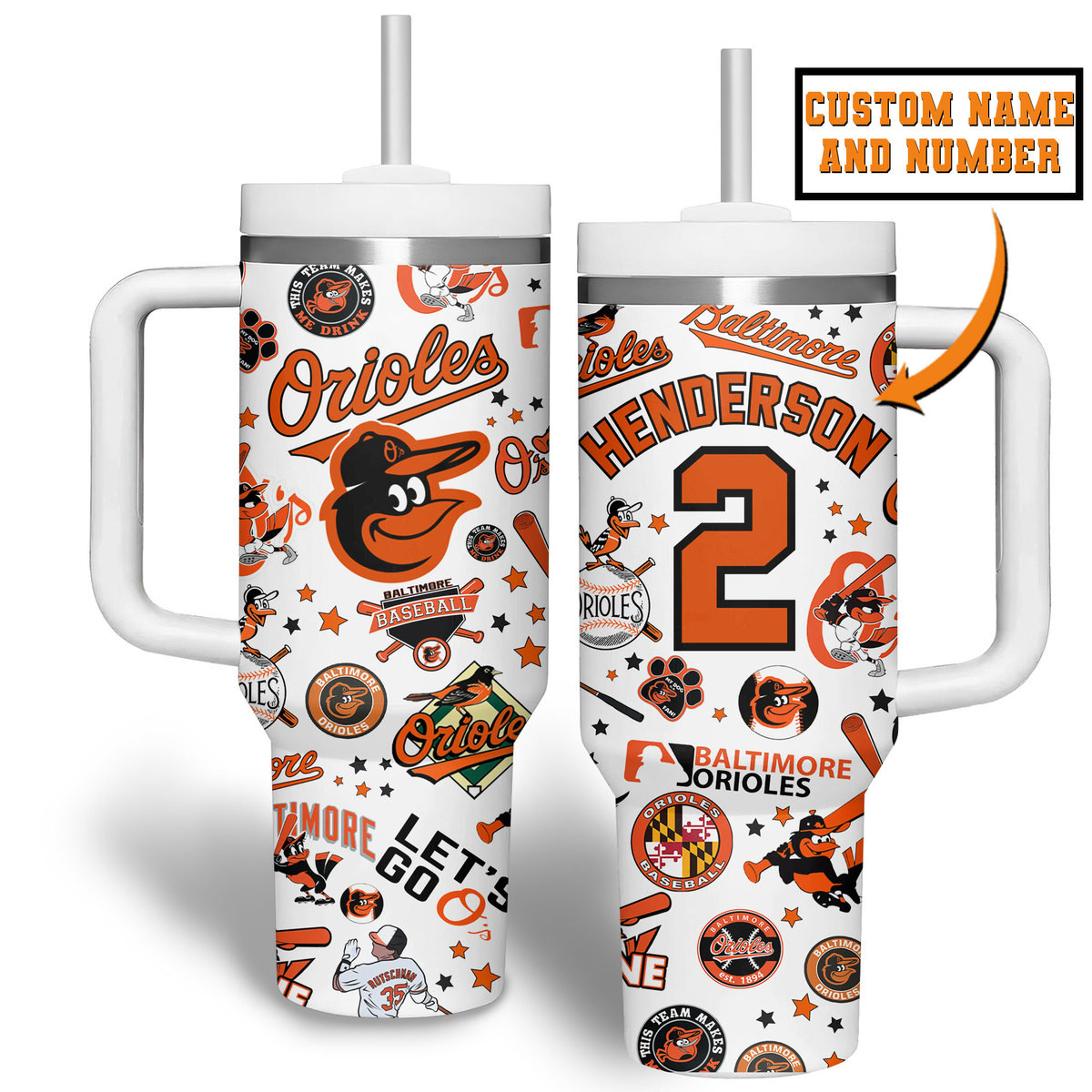 Baltimore Orioles MLB Custom Stanley Cup 40 oz 30 oz Tumbler With Handle