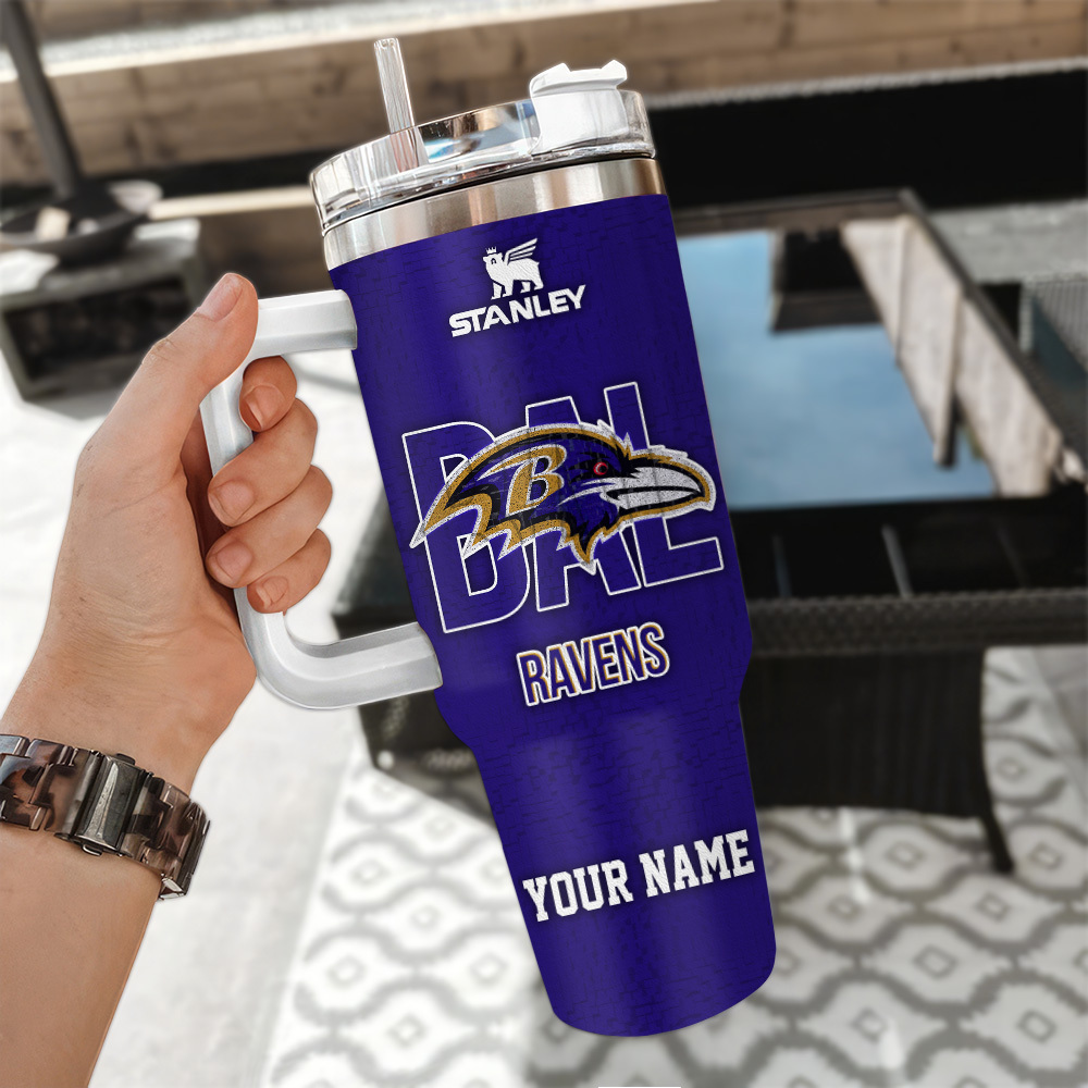 Baltimore Ravens NFL 3D Logo Custom Stanley Cup 40 oz 30 oz Tumbler With Handle