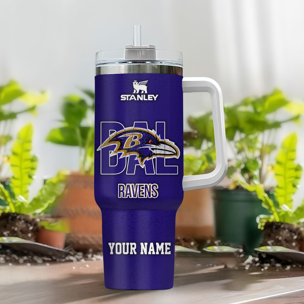 Baltimore Ravens NFL 3D Logo Custom Stanley Cup 40 oz 30 oz Tumbler With Handle