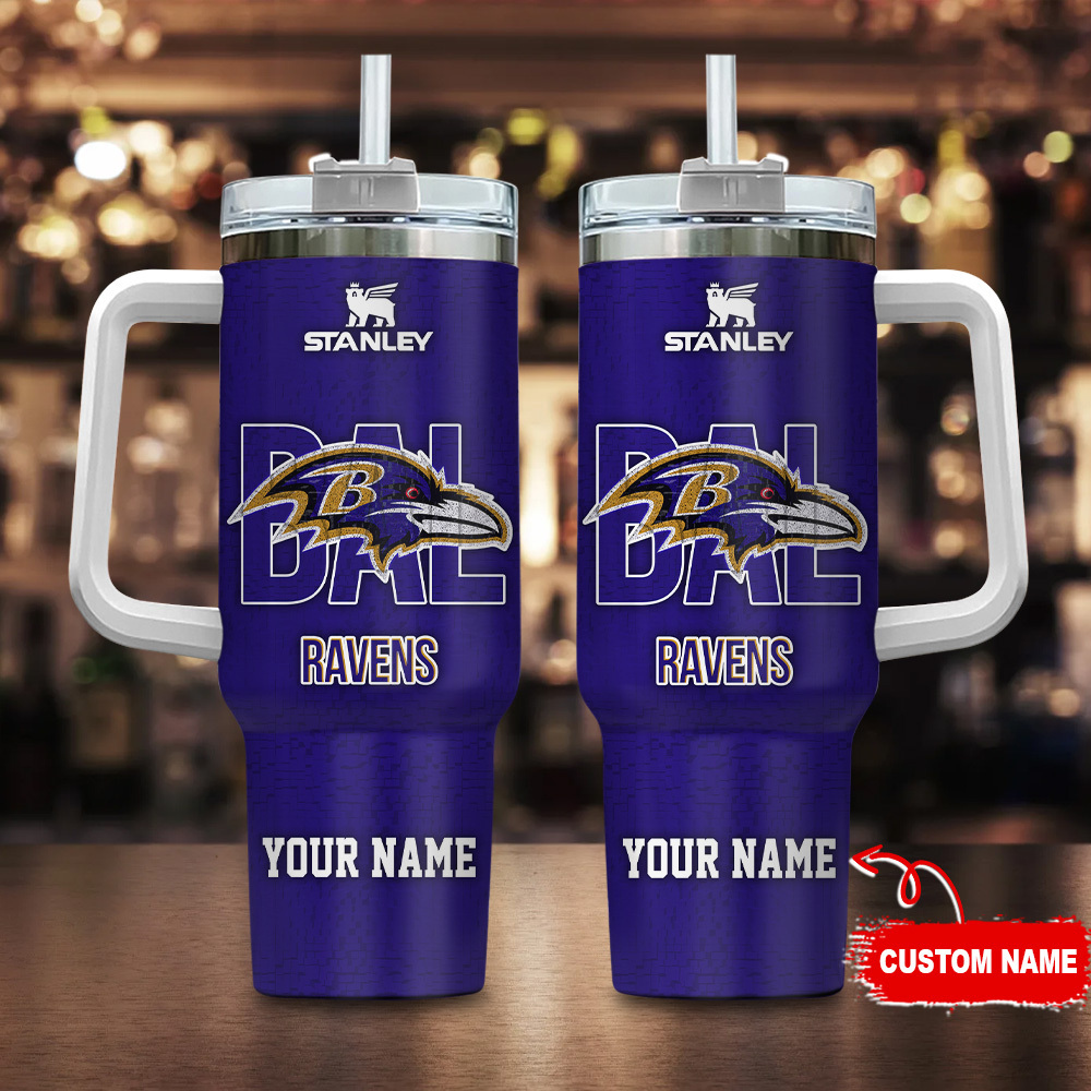 Baltimore Ravens NFL 3D Logo Custom Stanley Cup 40 oz 30 oz Tumbler With Handle