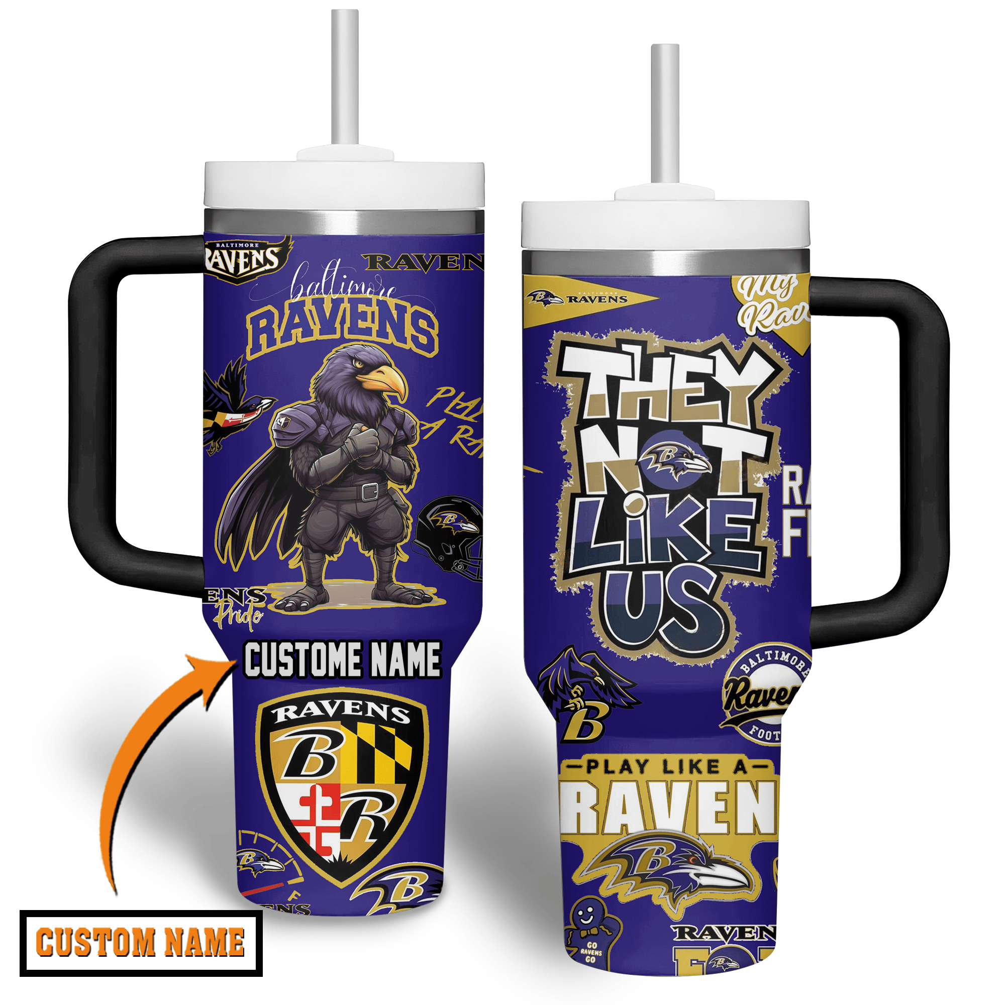 Baltimore Ravens NFL Custom Stanley Cup 40 oz 30 oz Tumbler With Handle
