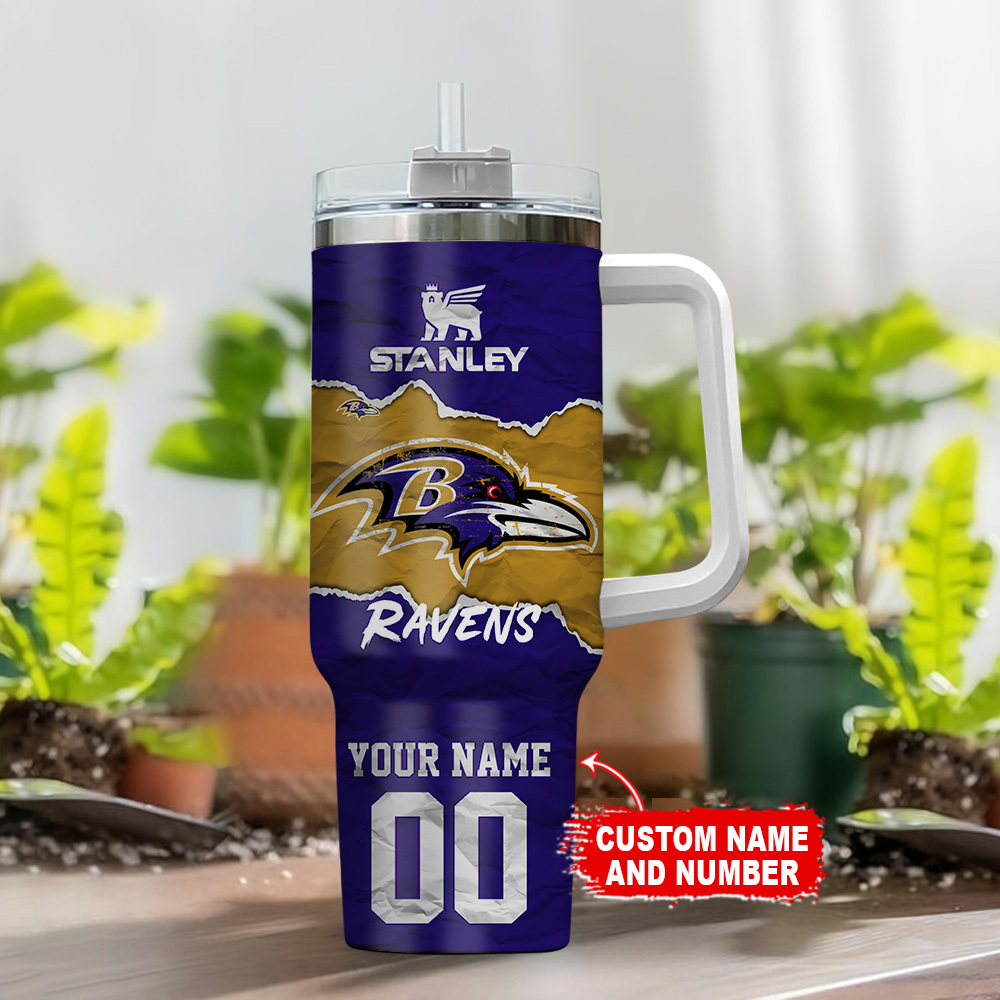 Baltimore Ravens NFL Custom Stanley Cup 40 oz 30 oz Tumbler With Handle