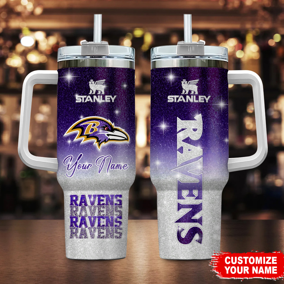 Baltimore Ravens NFL Custom Stanley Cup 40 oz 30 oz Tumbler With Handle