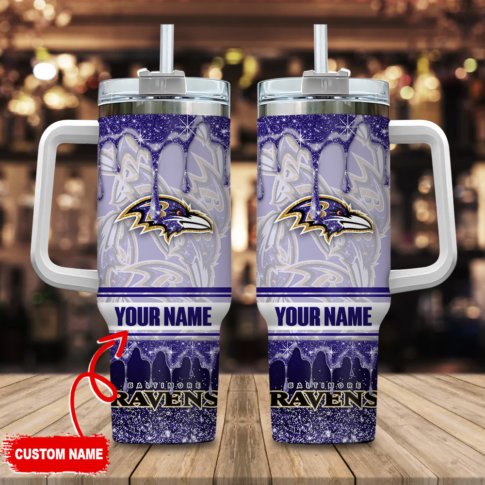 Baltimore Ravens NFL Glitter Custom Stanley Cup 40 oz 30 oz Tumbler With Handle