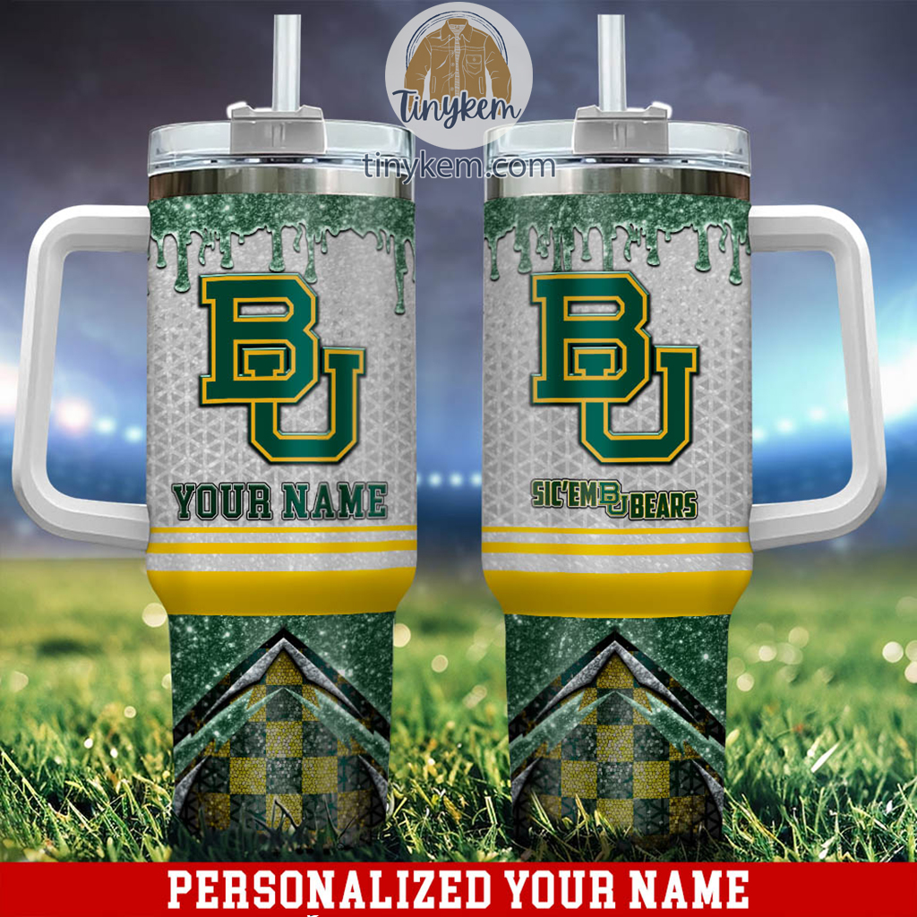Baylor Bears Glitter NCAA Custom Stanley Cup 40 oz 30 oz Tumbler With Handle