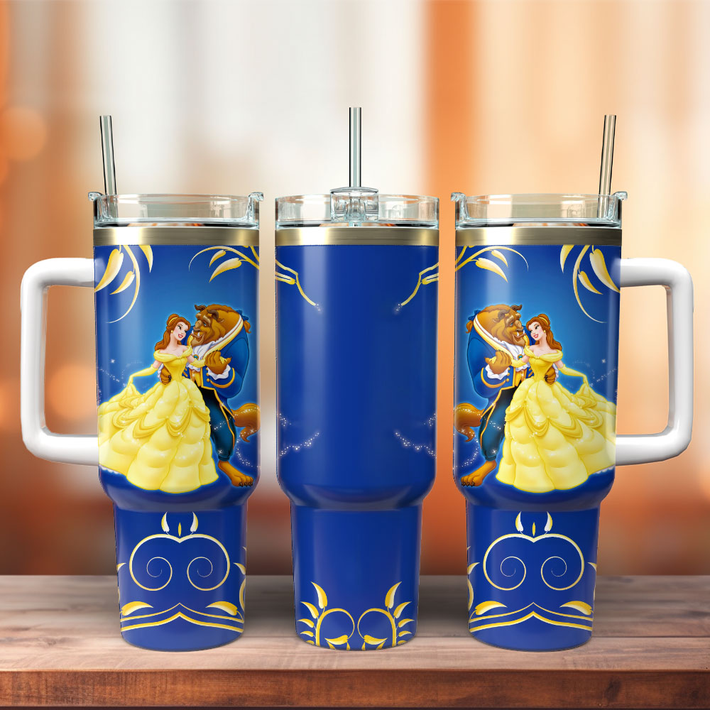Beauty And The Beast Cartoon Movie Custom Stanley Cup 40 oz 30 oz Tumbler With Handle
