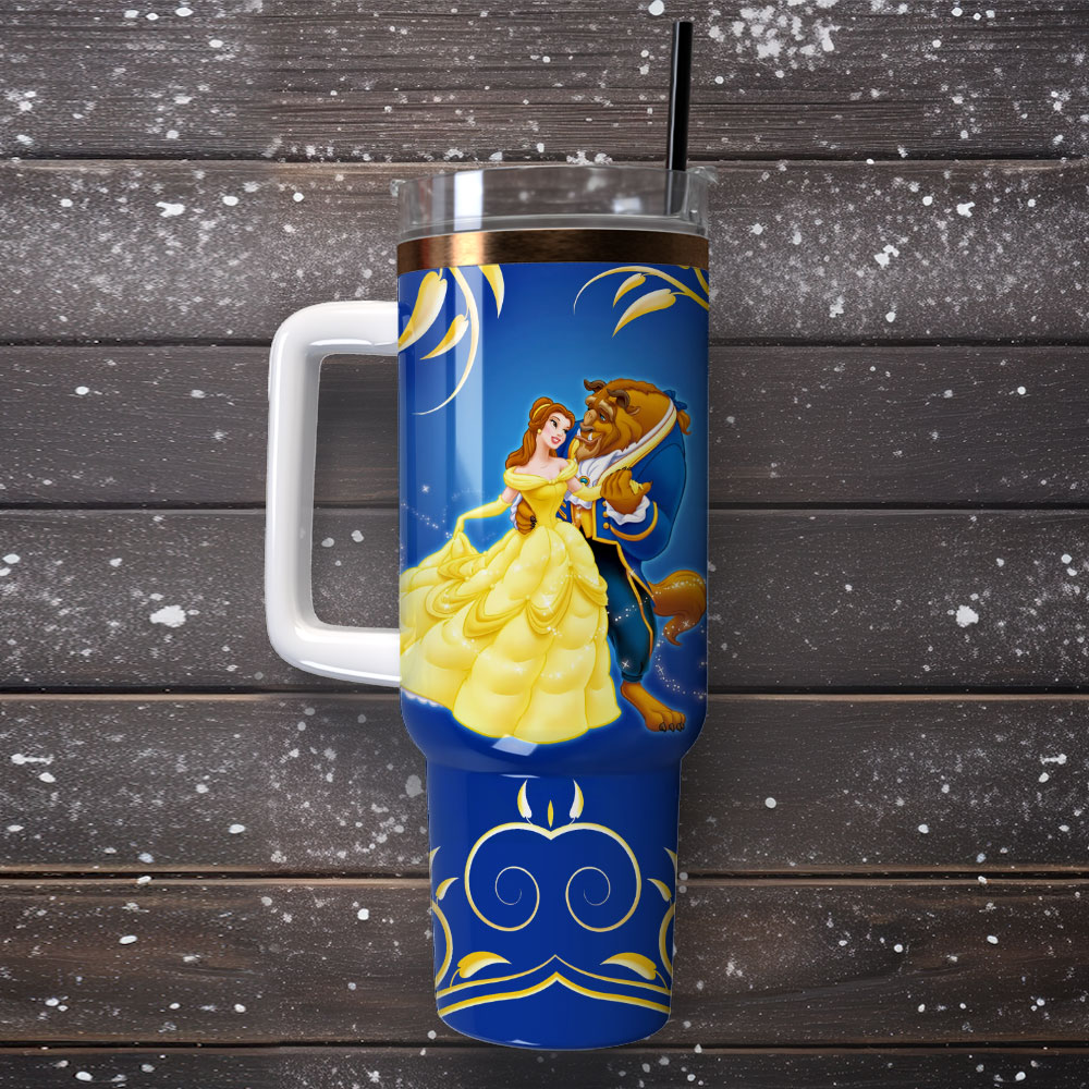 Beauty And The Beast Cartoon Movie Custom Stanley Cup 40 oz 30 oz Tumbler With Handle