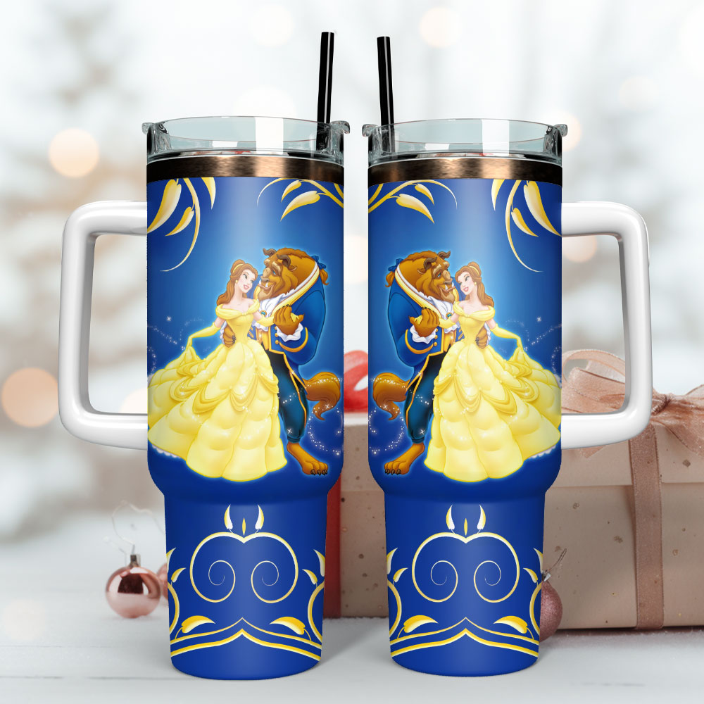 Beauty And The Beast Cartoon Movie Custom Stanley Cup 40 oz 30 oz Tumbler With Handle