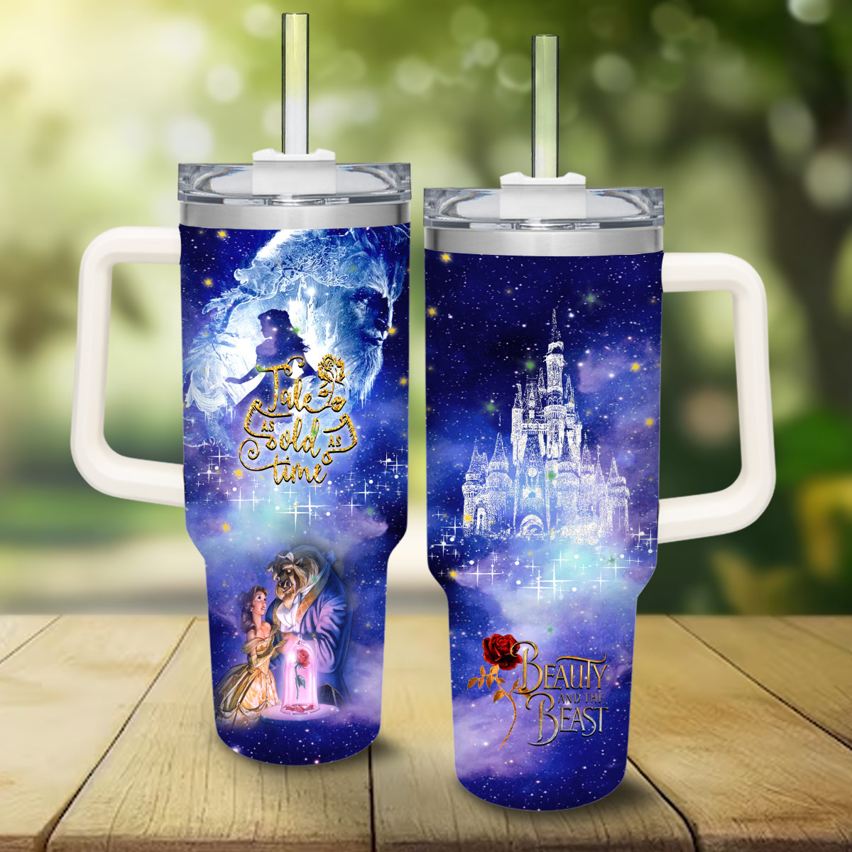 Beauty and the Beast Disney Princess Cartoon Custom Stanley Cup 40 oz 30 oz Tumbler With Handle