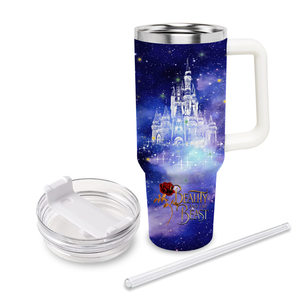 Beauty and the Beast Disney Princess Cartoon Custom Stanley Cup 40 oz 30 oz Tumbler With Handle