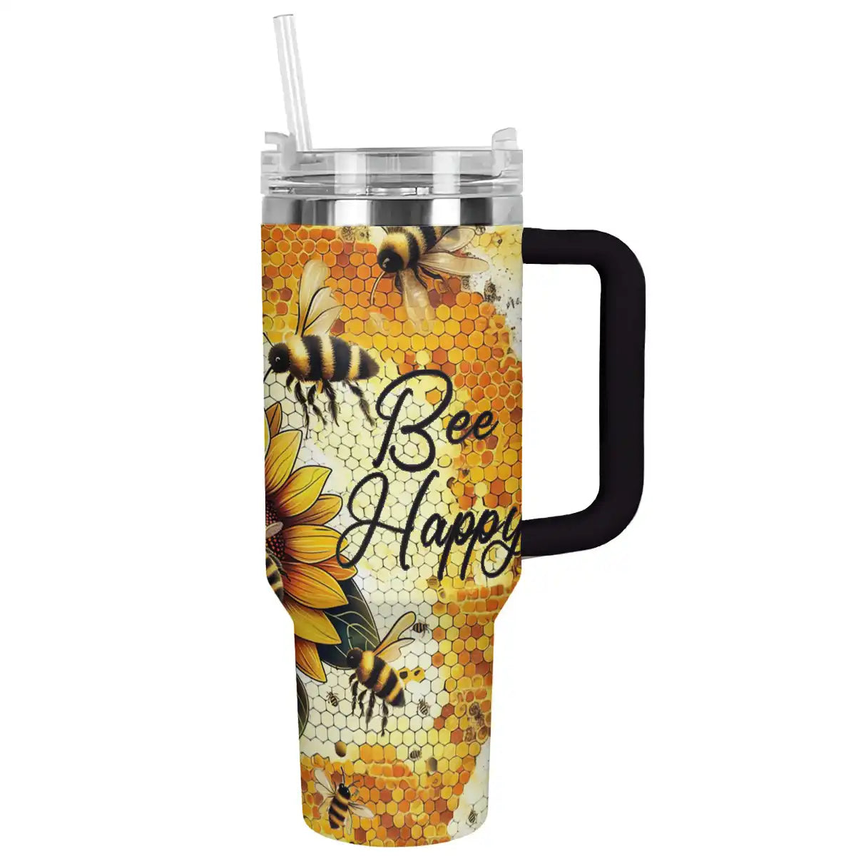 Bee Happy Custom Stanley Cup 40 oz 30 oz Tumbler With Handle
