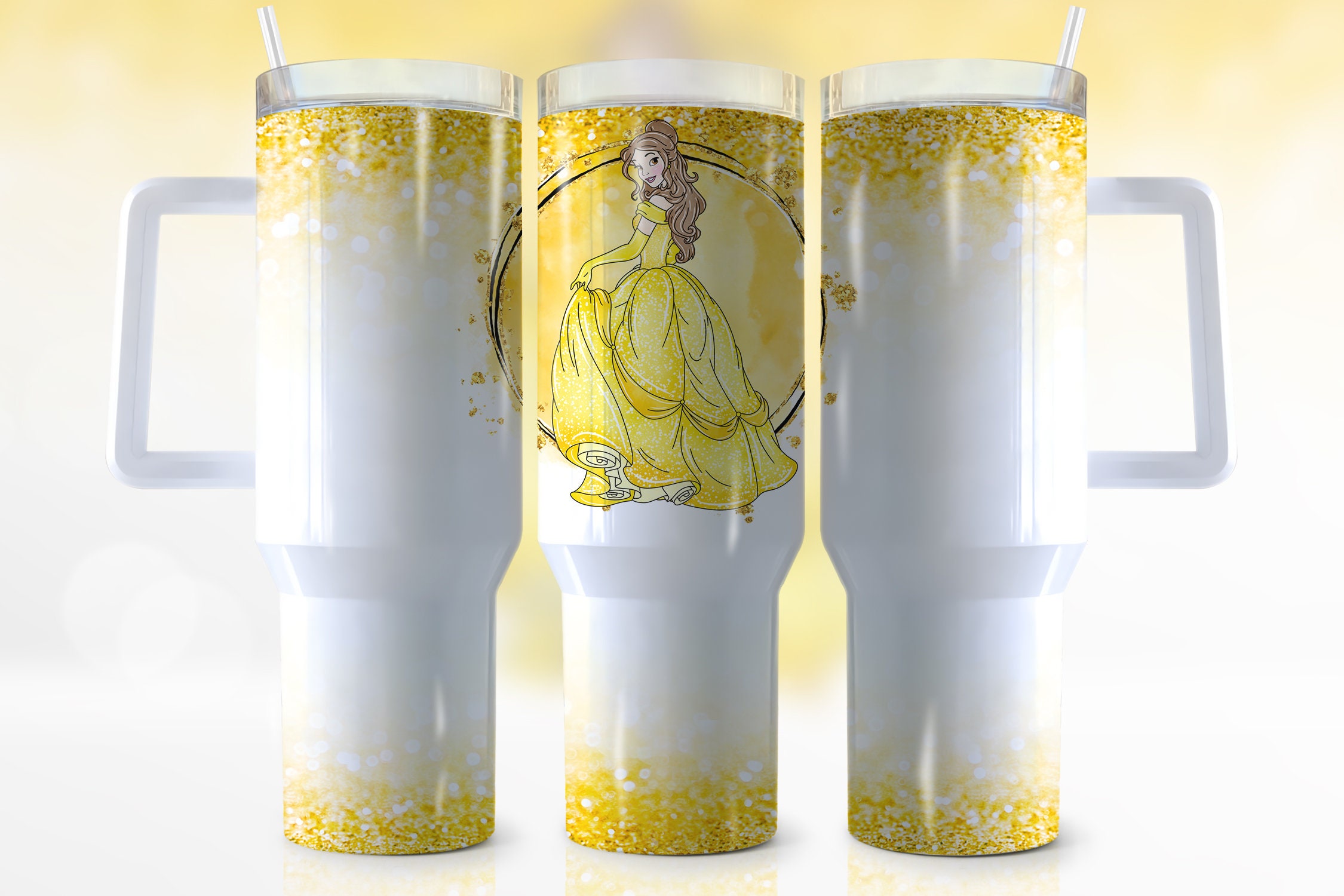 Belle Beauty And The Beast Disney Cartoon Custom Stanley Cup 40 oz 30 oz Tumbler With Handle
