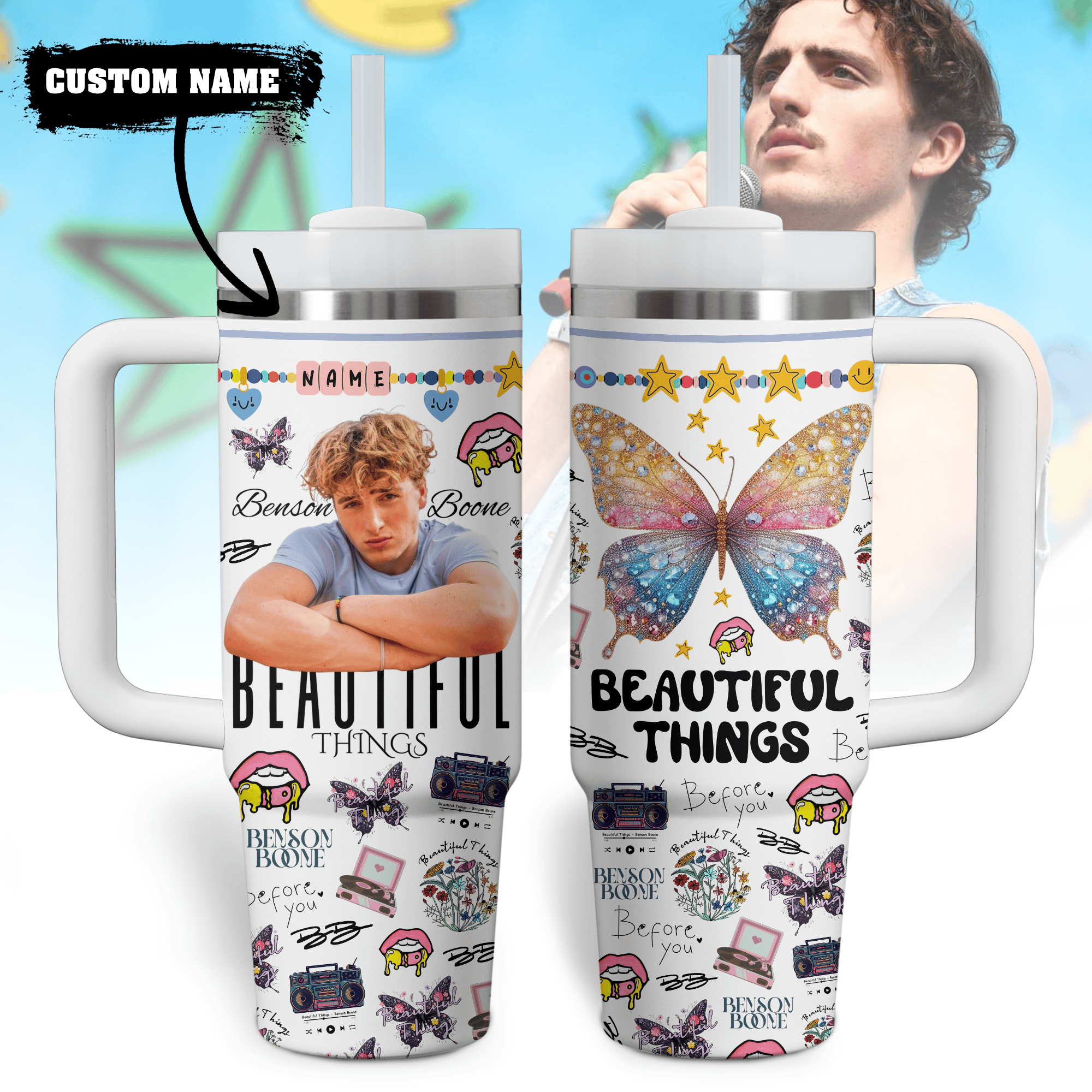 Benson Boone Music Custom Stanley Cup 40 oz 30 oz Tumbler With Handle