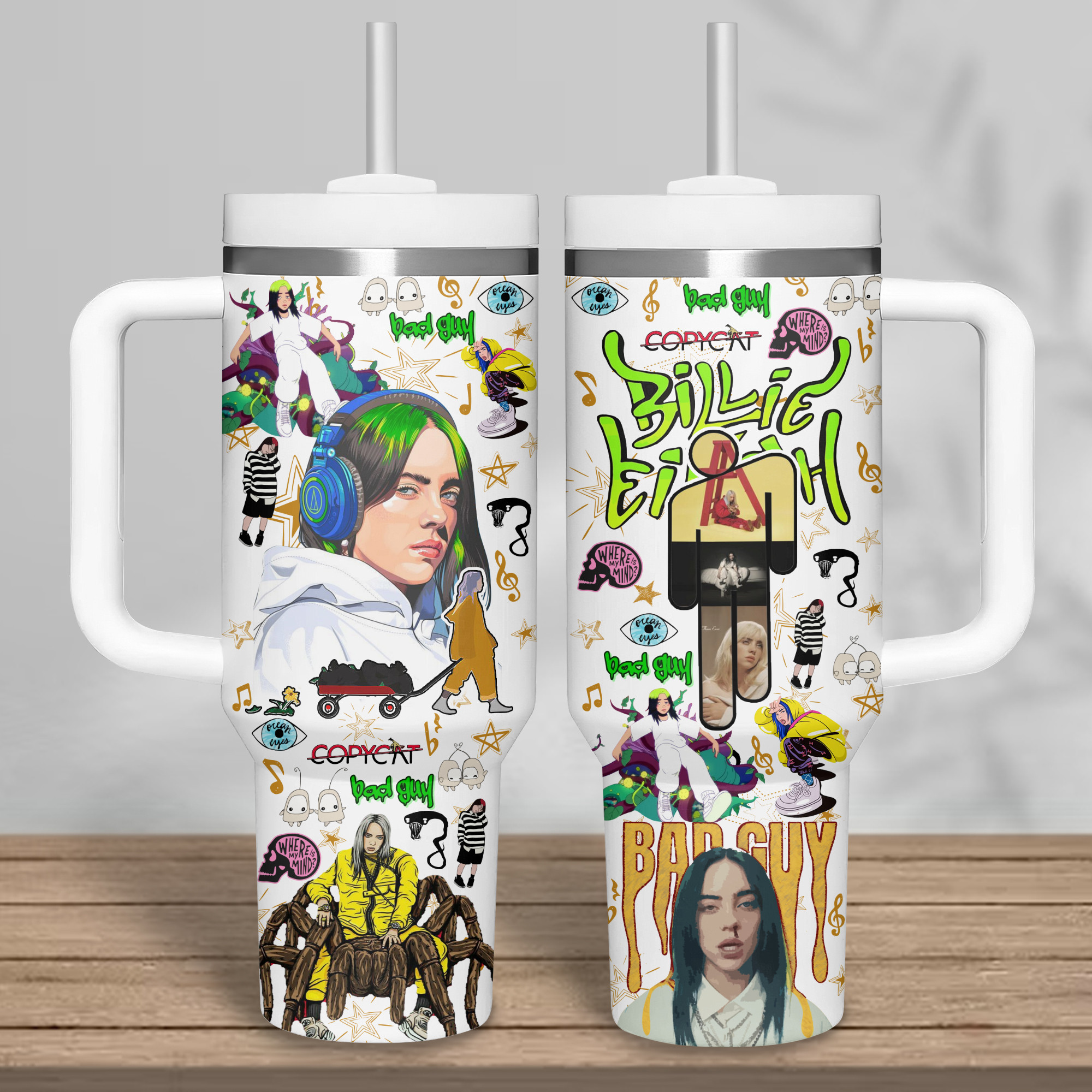 Billie Eilish Music Custom Stanley Cup 40 oz 30 oz Tumbler With Handle