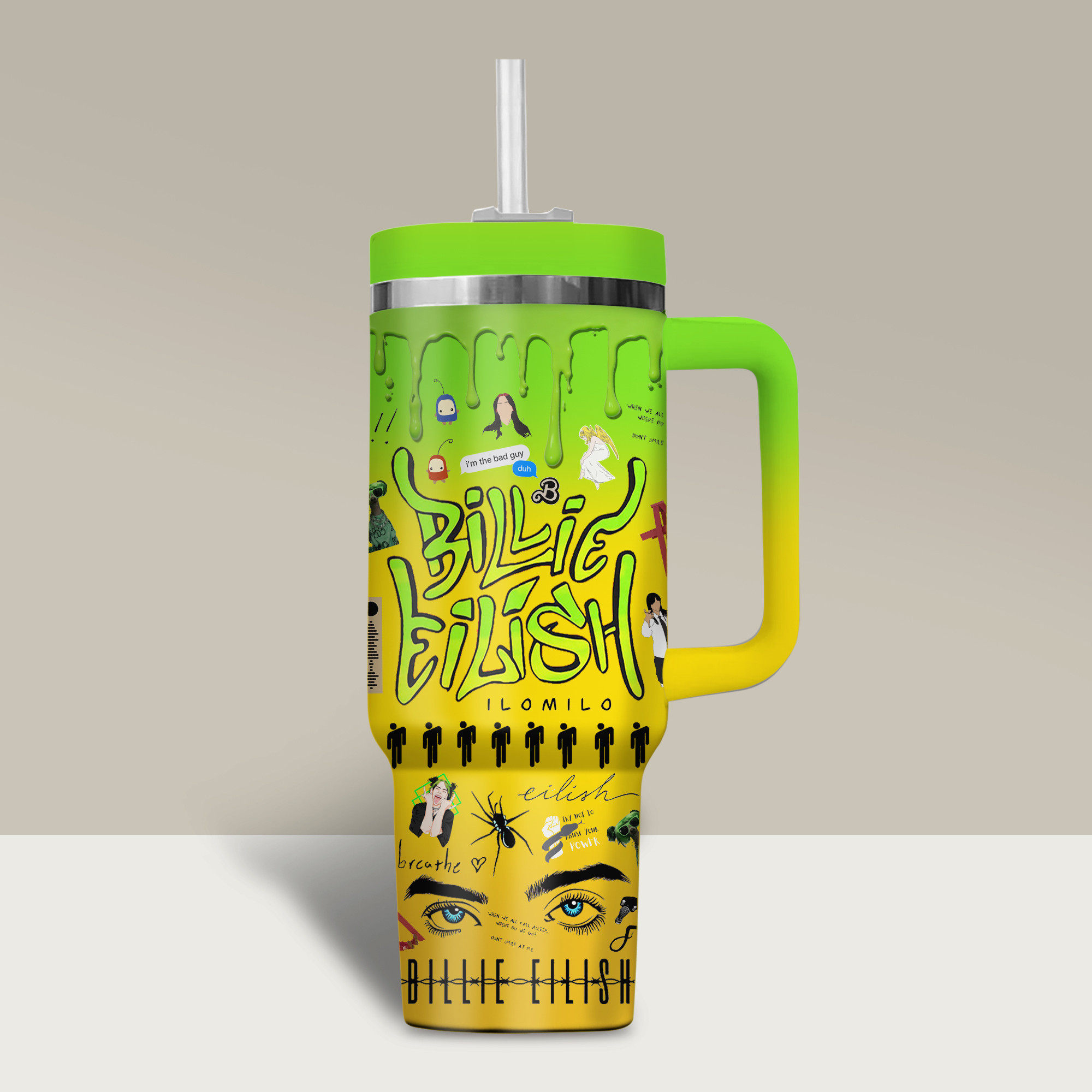 Billie Eilish Music Custom Stanley Cup 40 oz 30 oz Tumbler With Handle