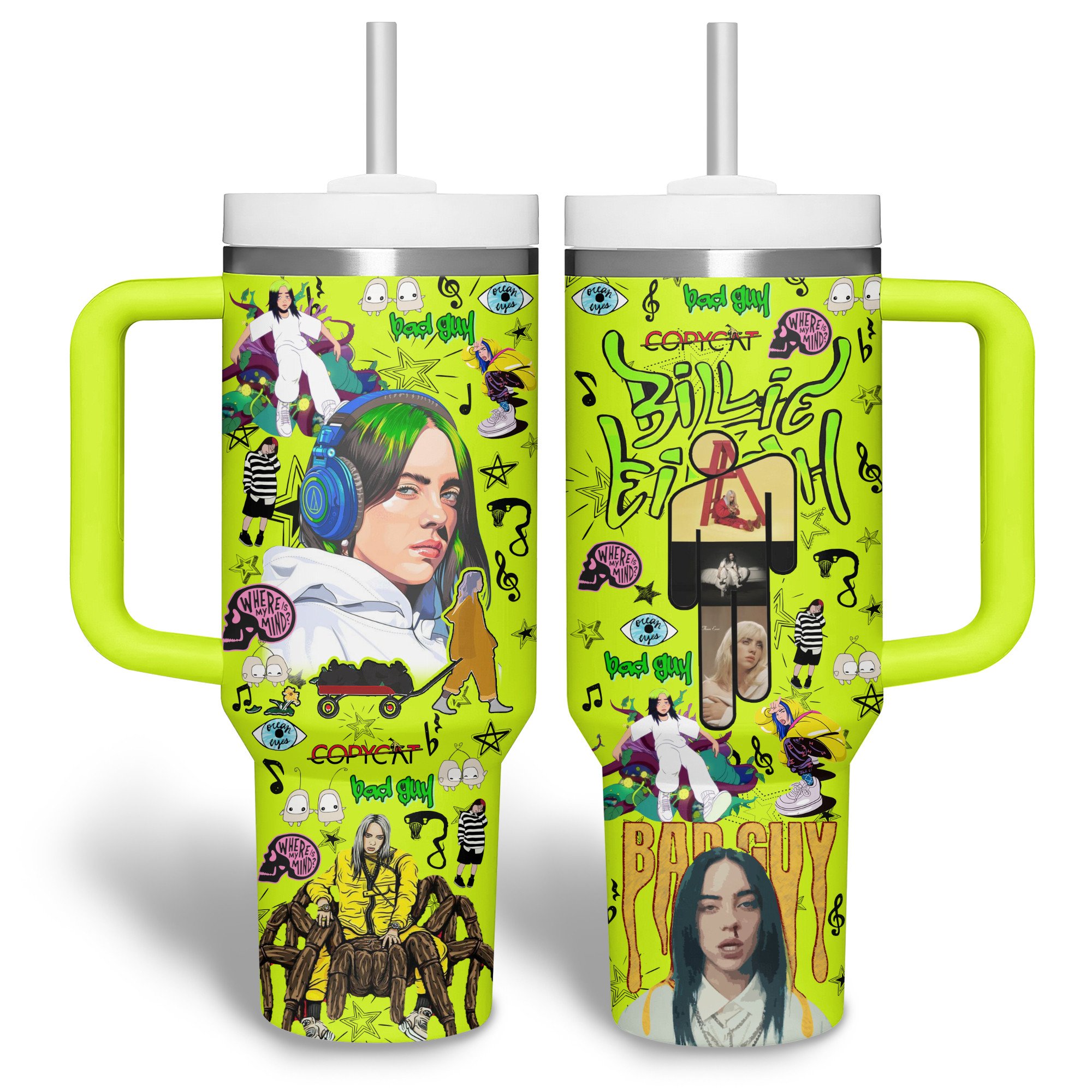 Billie Eilish Music Custom Stanley Cup 40 oz 30 oz Tumbler With Handle