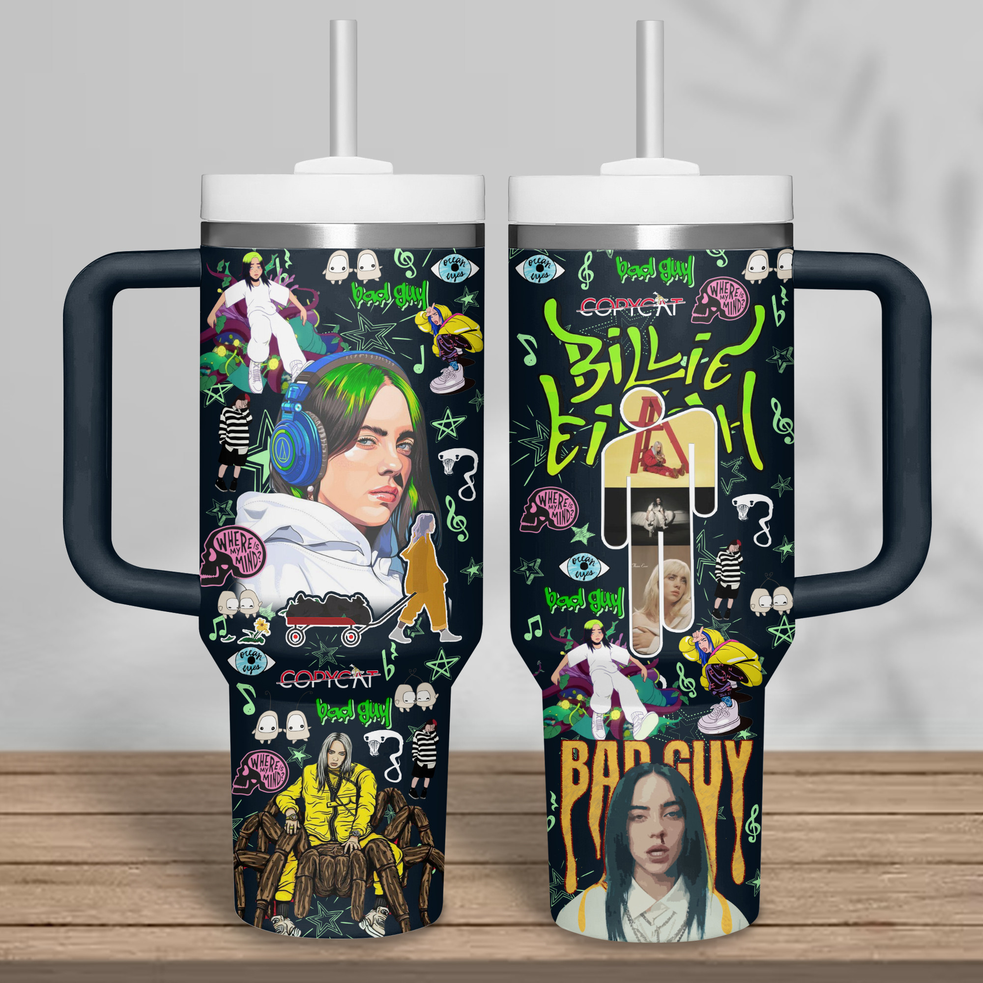 Billie Eilish Music Custom Stanley Cup 40 oz 30 oz Tumbler With Handle