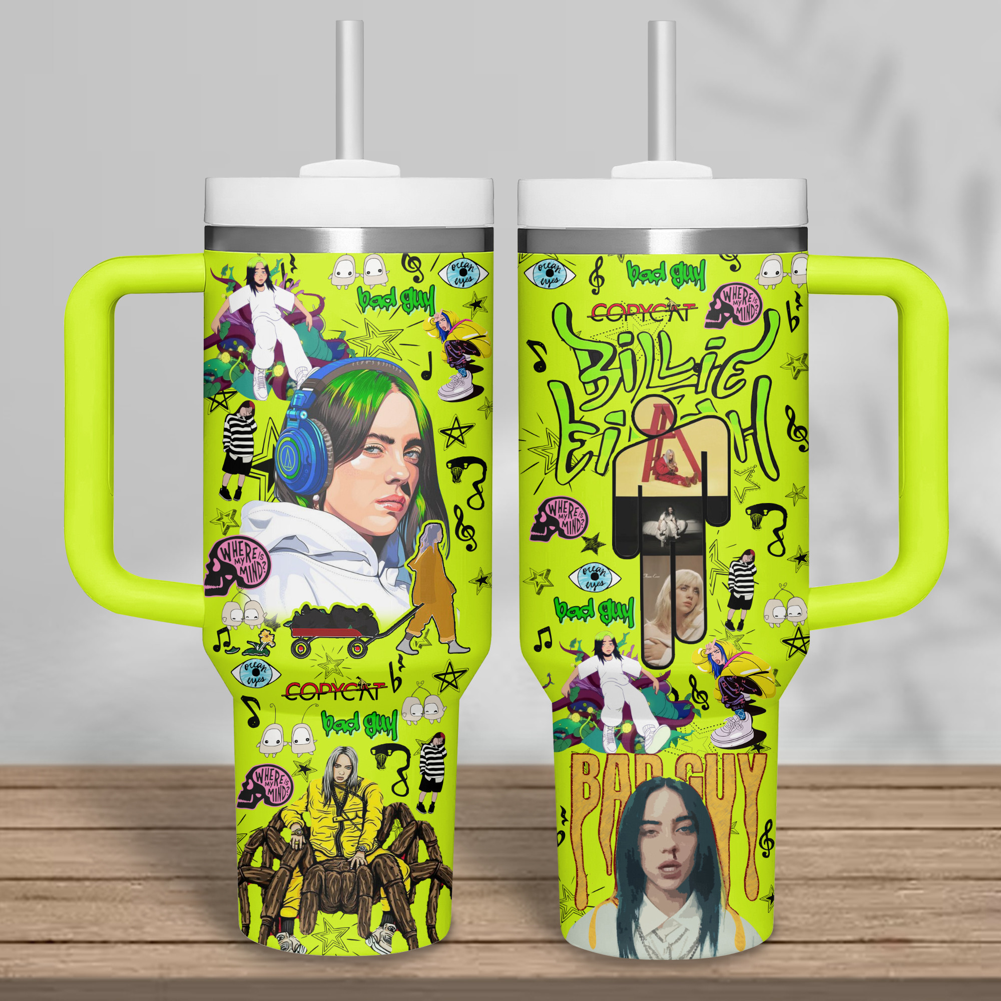 Billie Eilish Music Custom Stanley Cup 40 oz 30 oz Tumbler With Handle