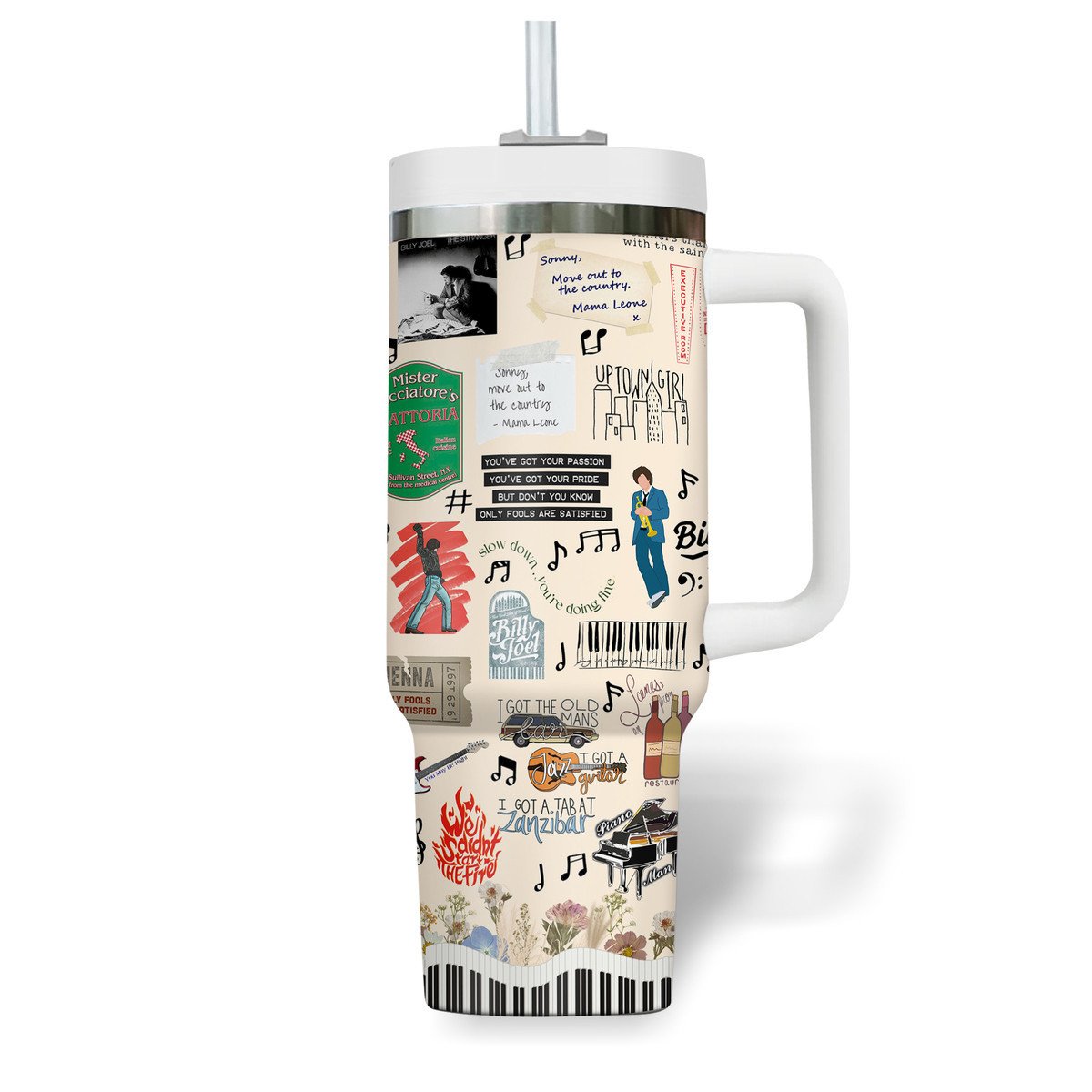 Billy Joel Music Custom Stanley Cup 40 oz 30 oz Tumbler With Handle