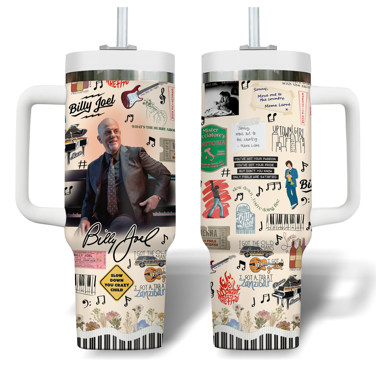 Billy Joel Music Custom Stanley Cup 40 oz 30 oz Tumbler With Handle