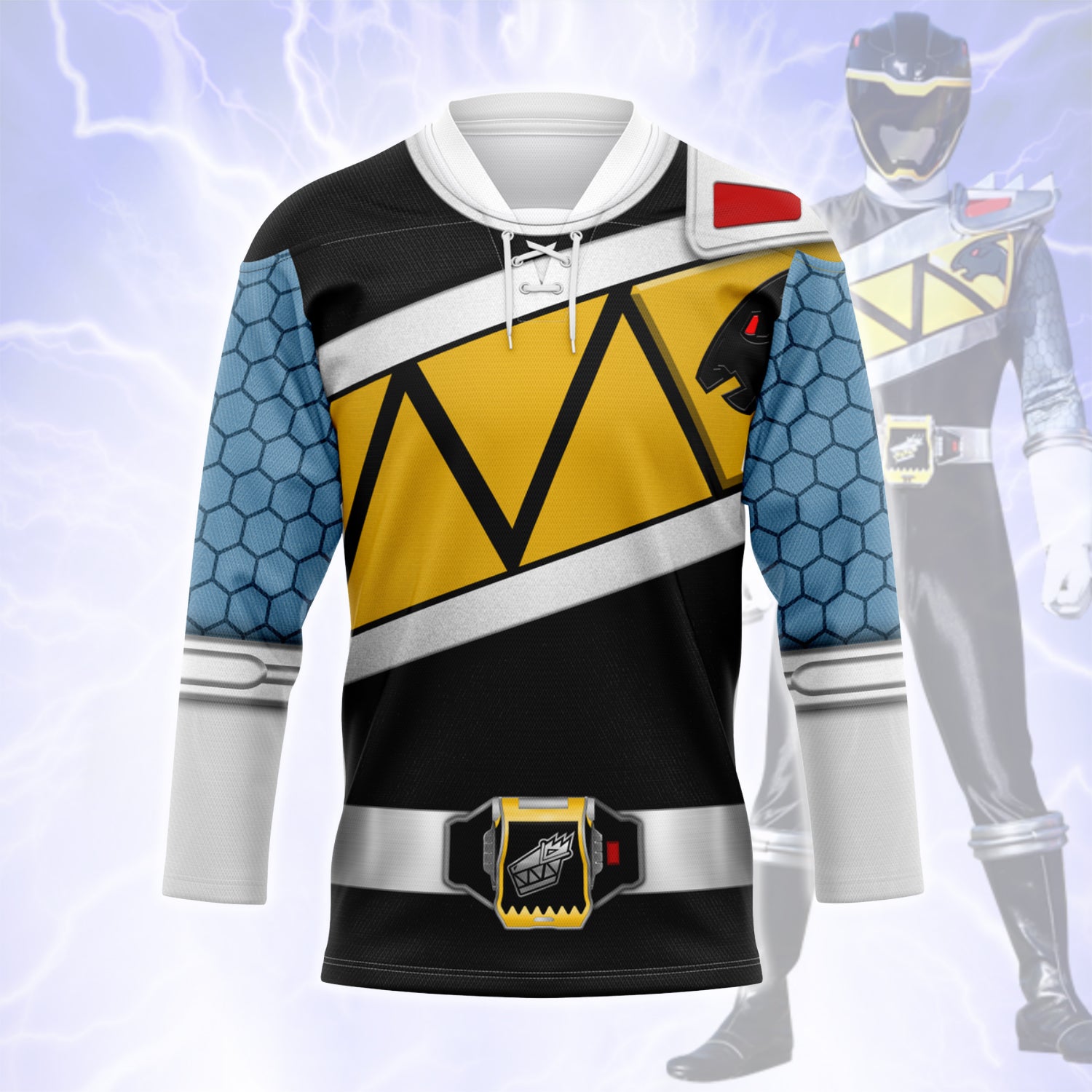 Black Power Rangers Dino Charge Hockey Jersey - Stormmerch Exclusive