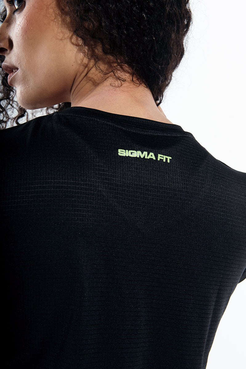 Black X Acid Lime Grace Gym Sport Workout Short Sleeve T-Shirt